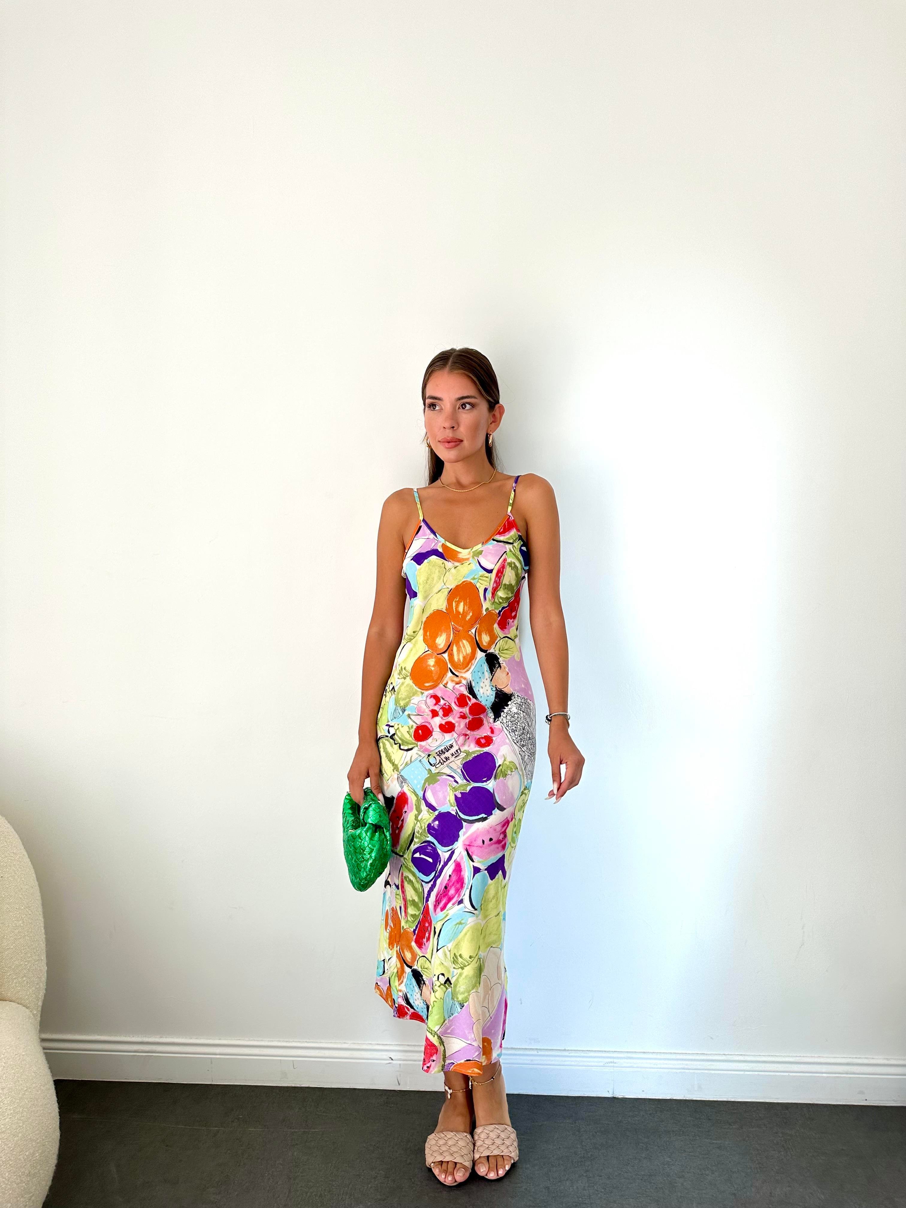 Renkli İp Askılı Elbise