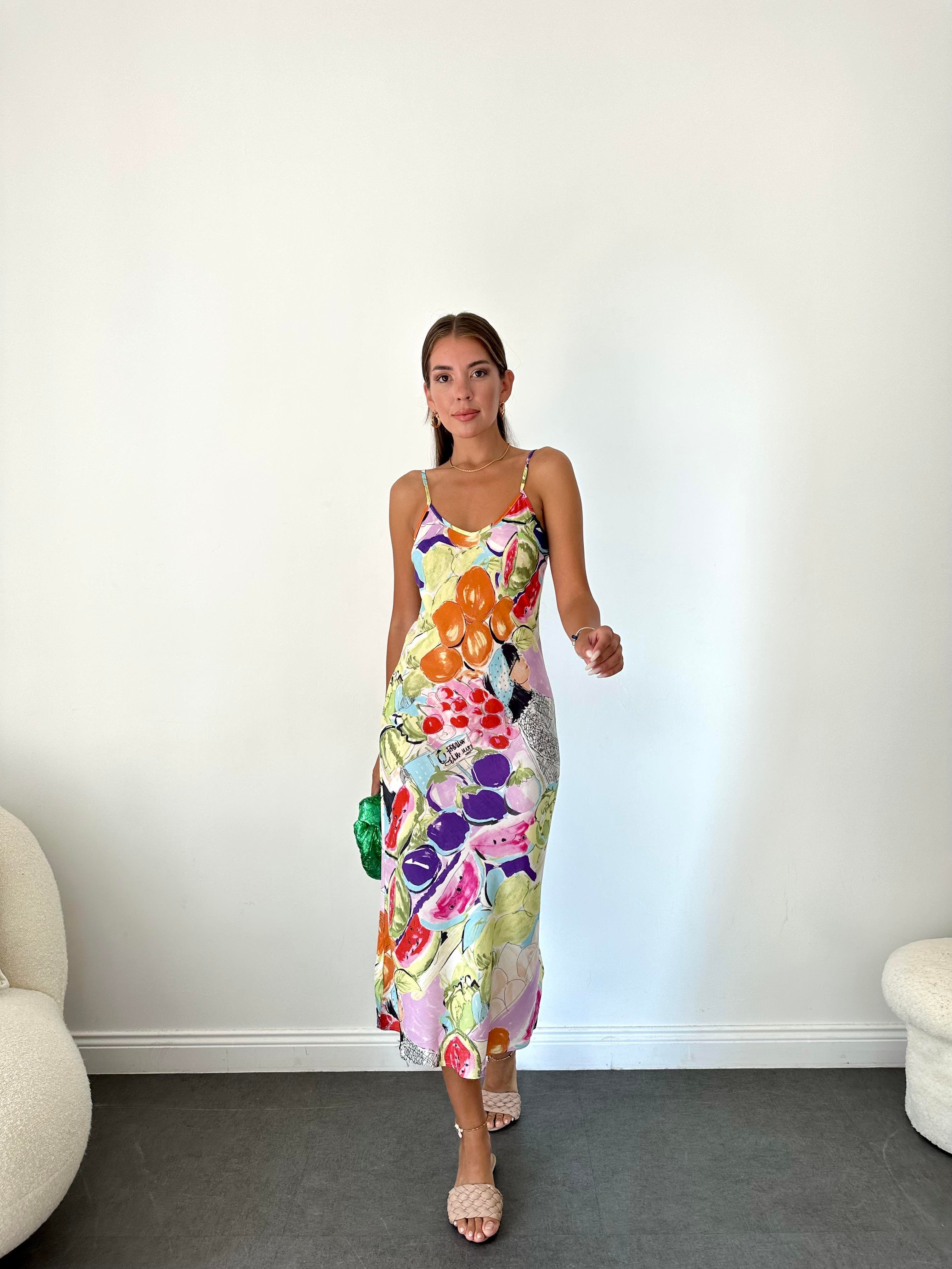 Renkli İp Askılı Elbise