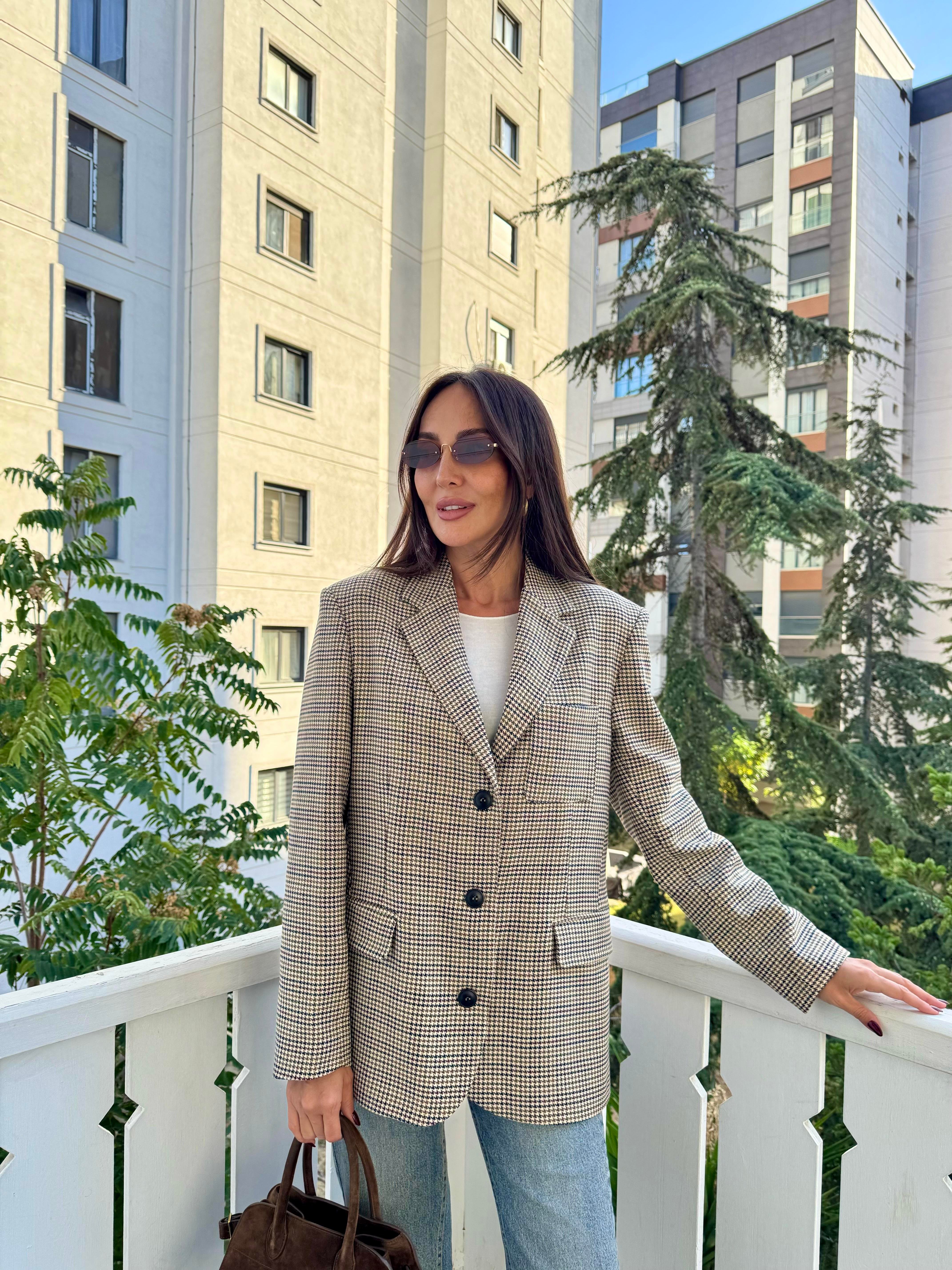 Renkli Pötikareli Cepli Ceket