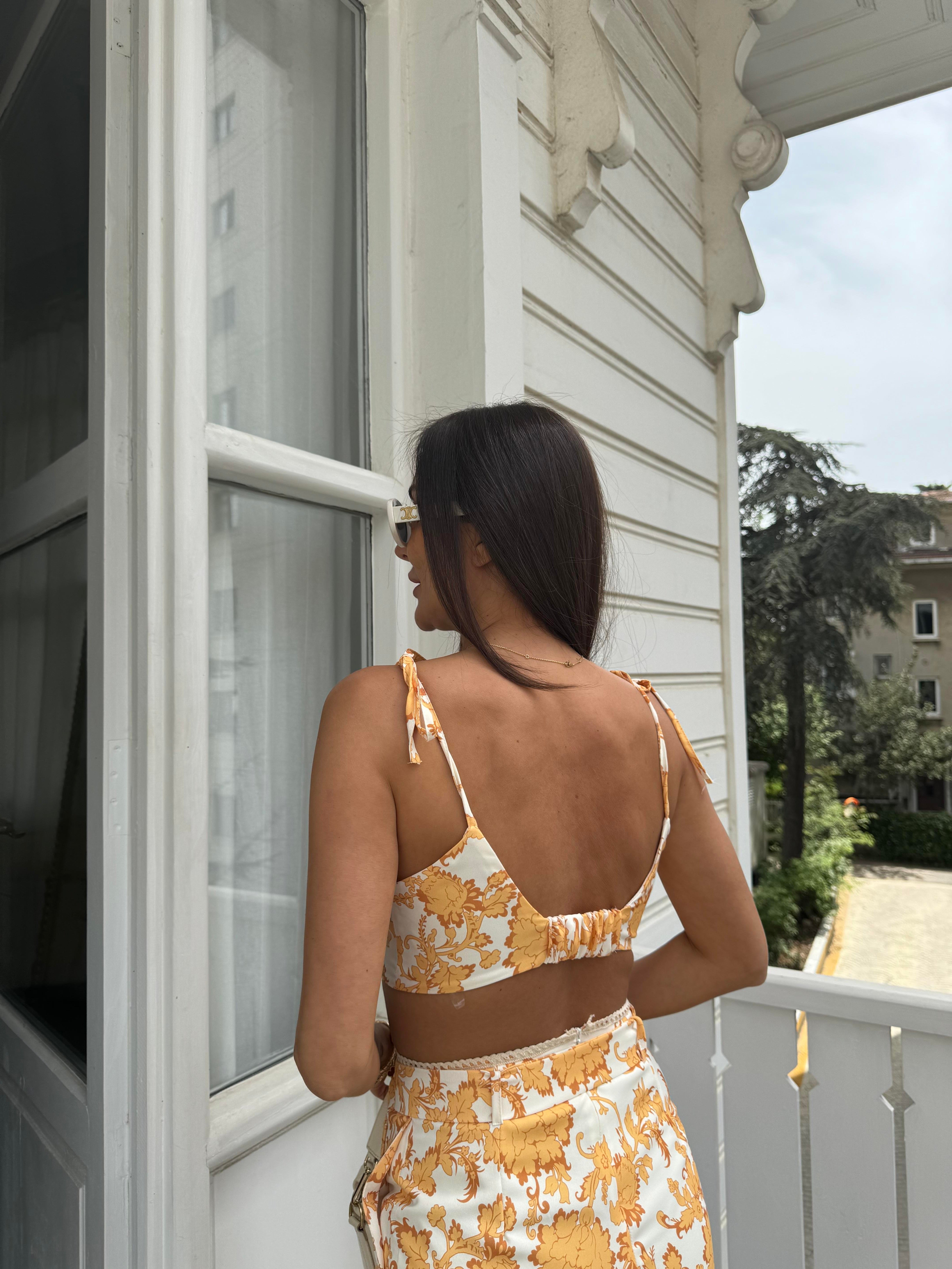 Sarı Büstiyer Şort Takım