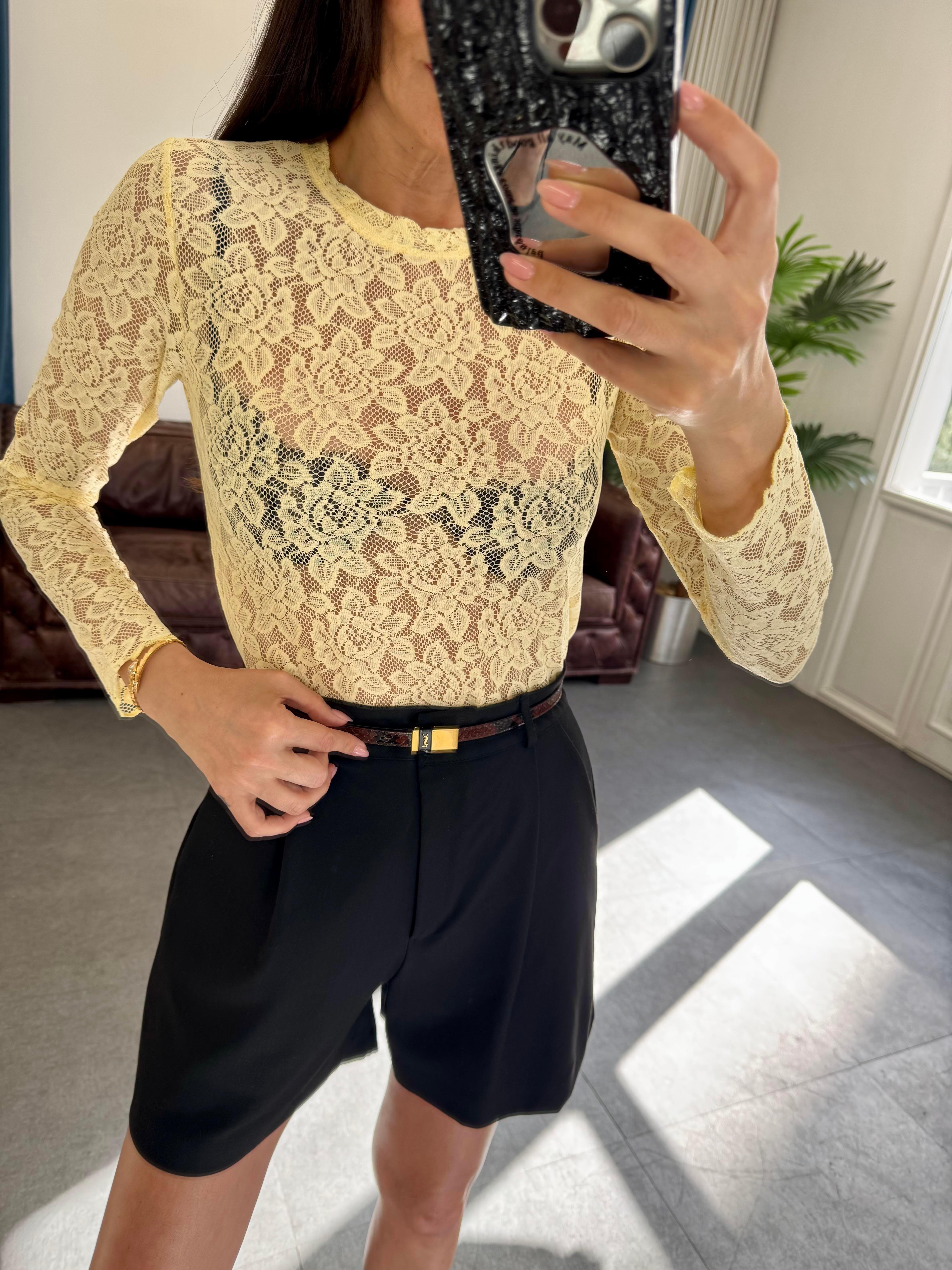 Sarı Dantel Bluz