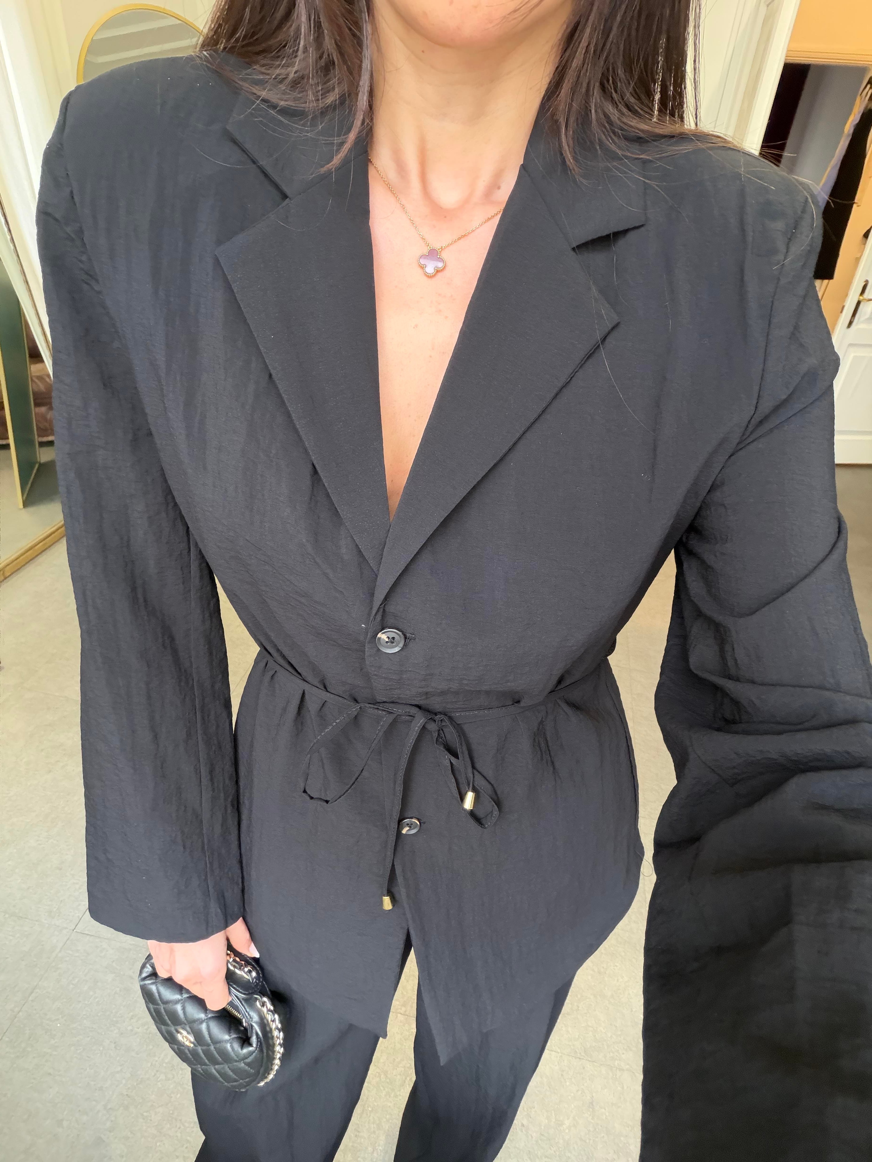 Siyah Astarsız Ceket Pantolon Takım