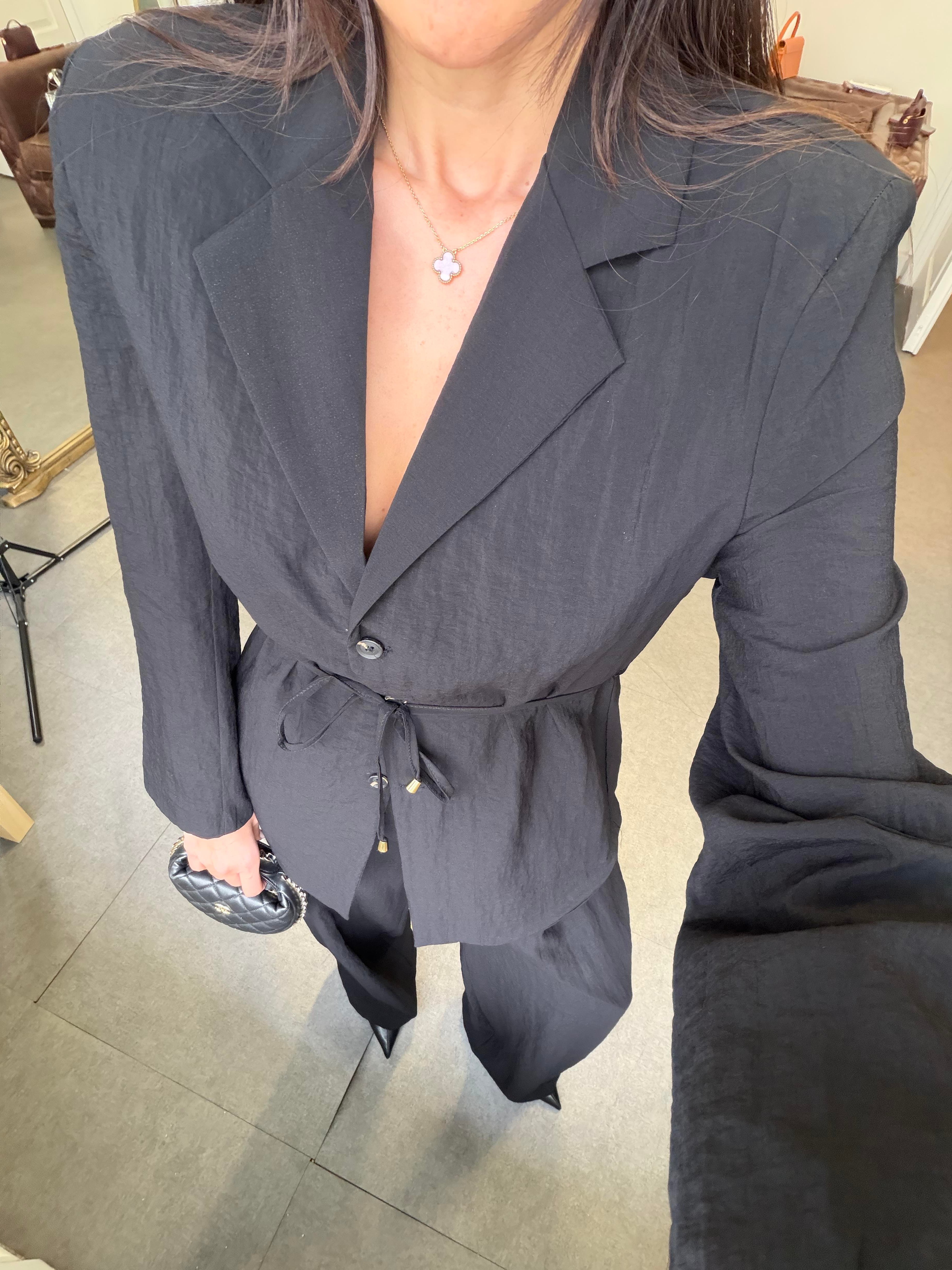 Siyah Astarsız Ceket Pantolon Takım