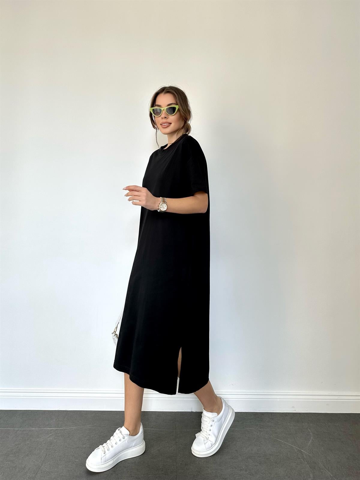 Siyah  Basic Kısa Kol Elbise