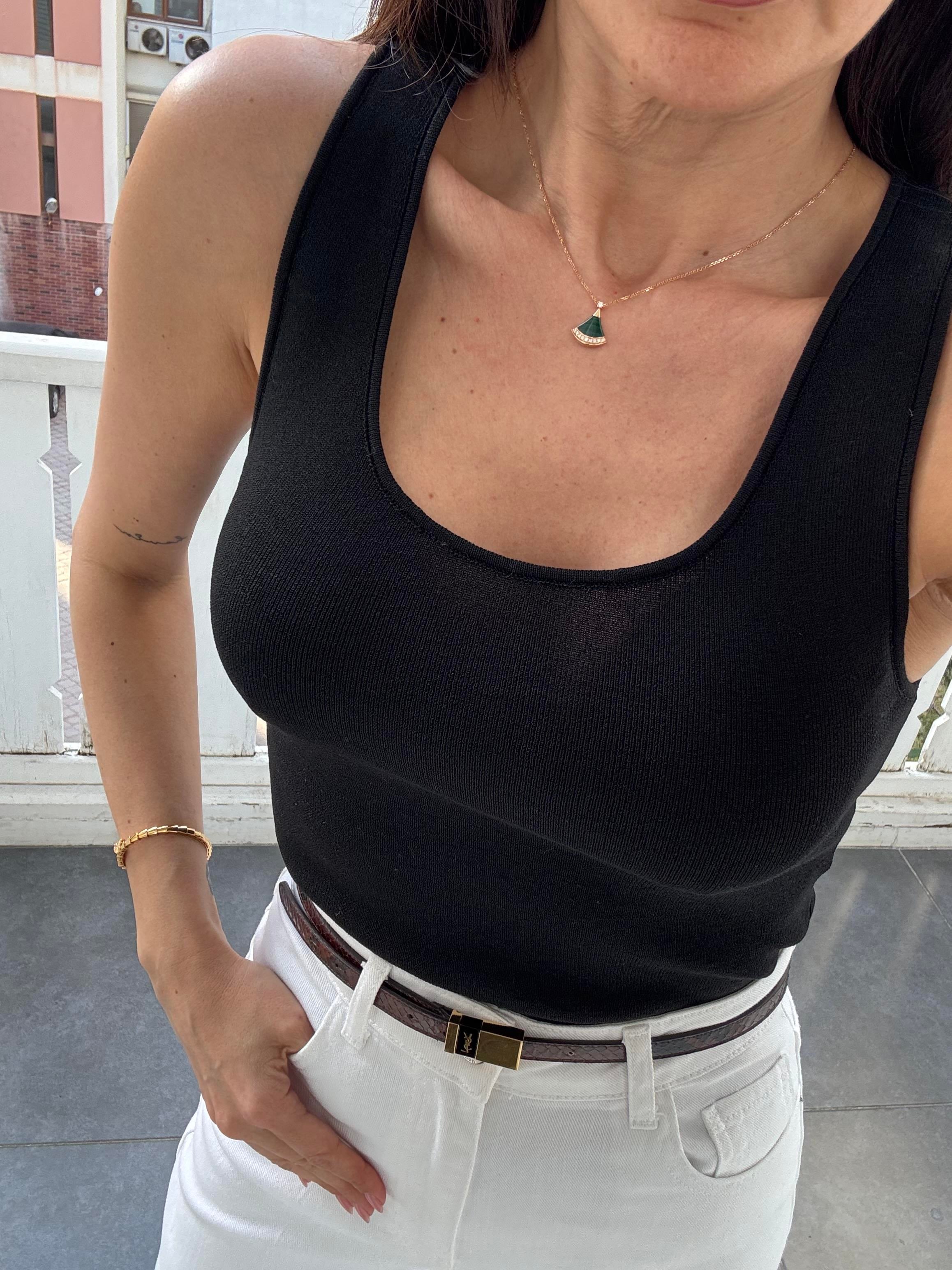 Siyah Basic Triko Bluz