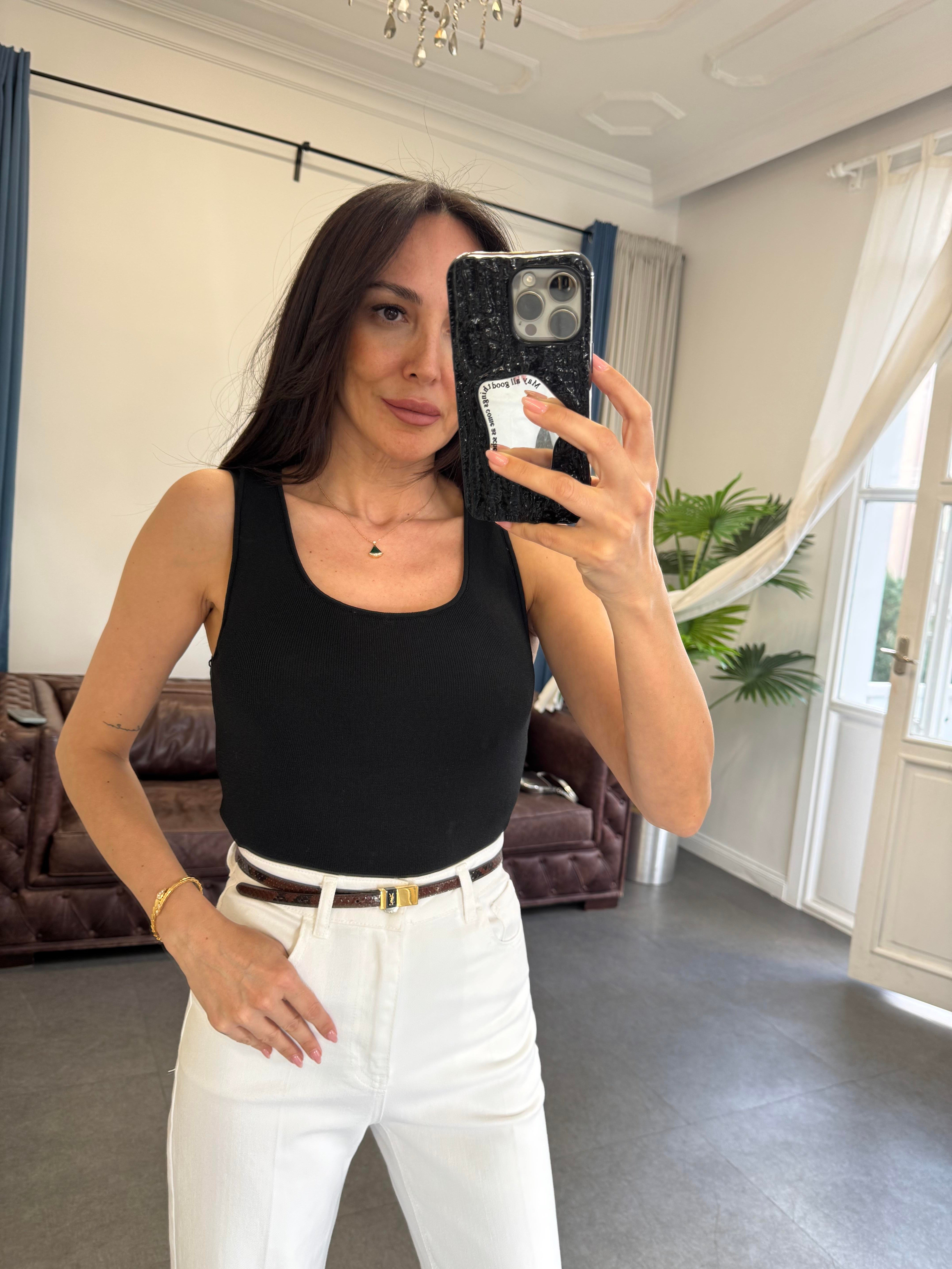 Siyah Basic Triko Bluz