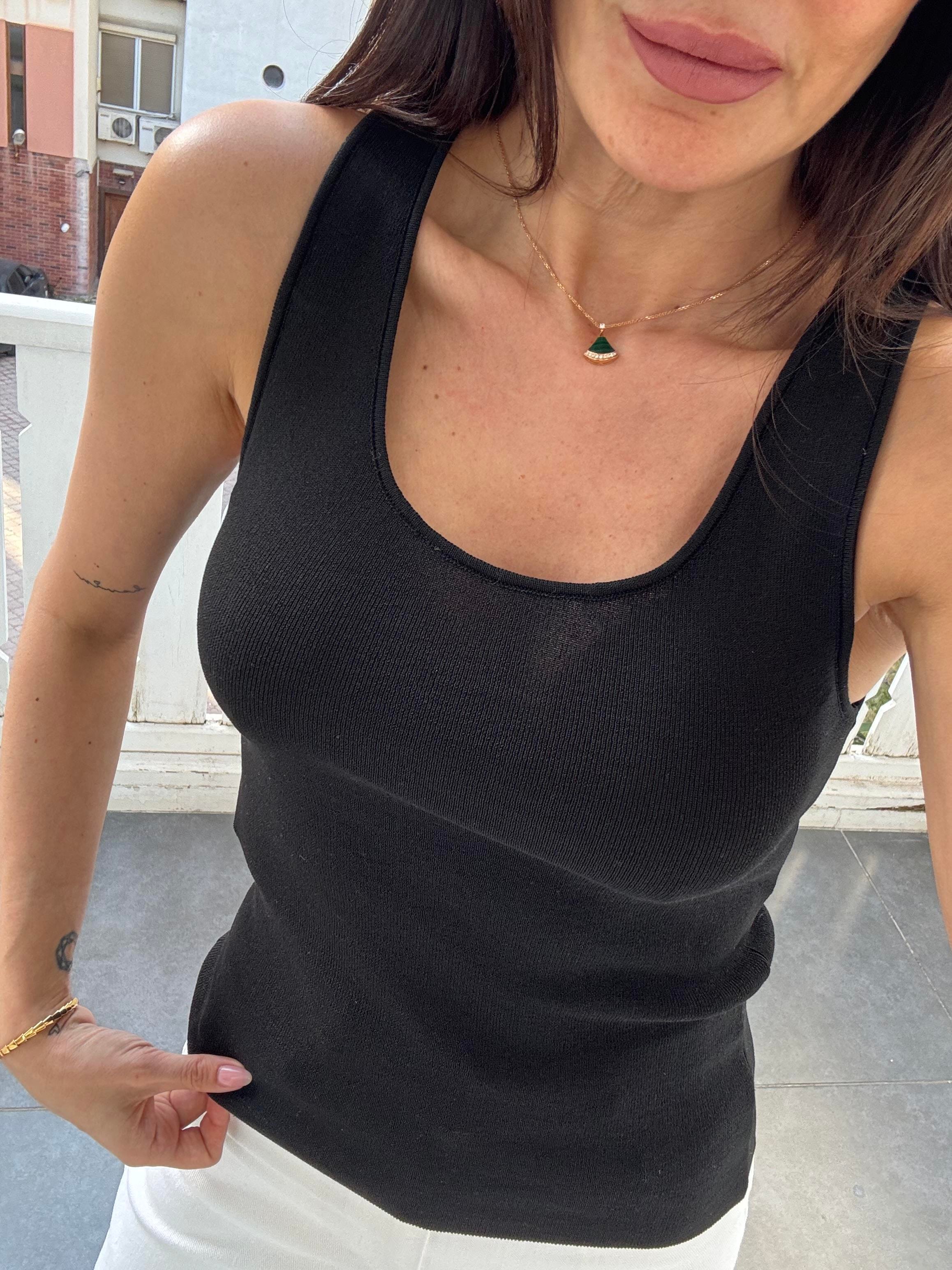 Siyah Basic Triko Bluz