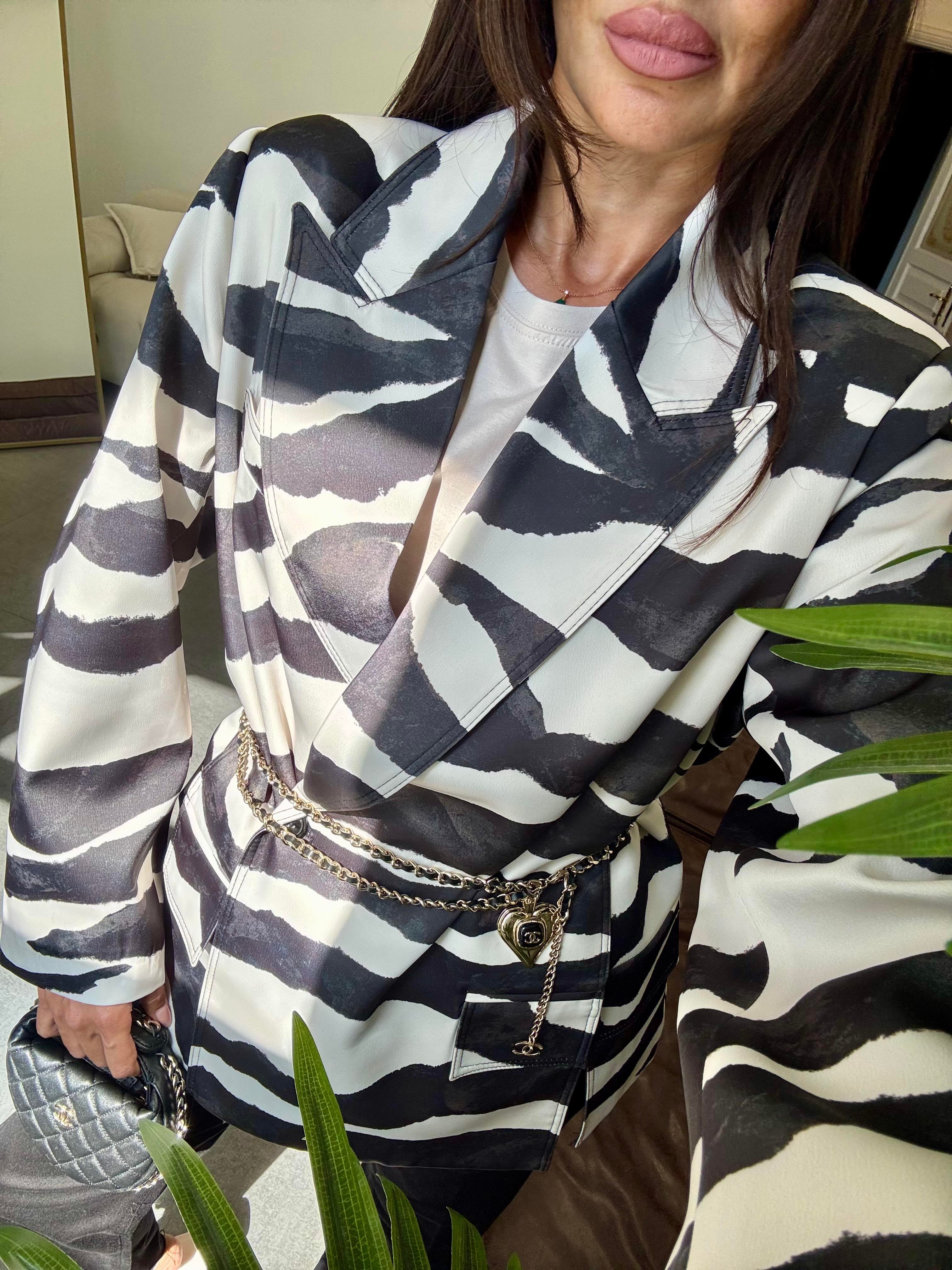 Siyah-Beyaz Zebra Desen Ceket