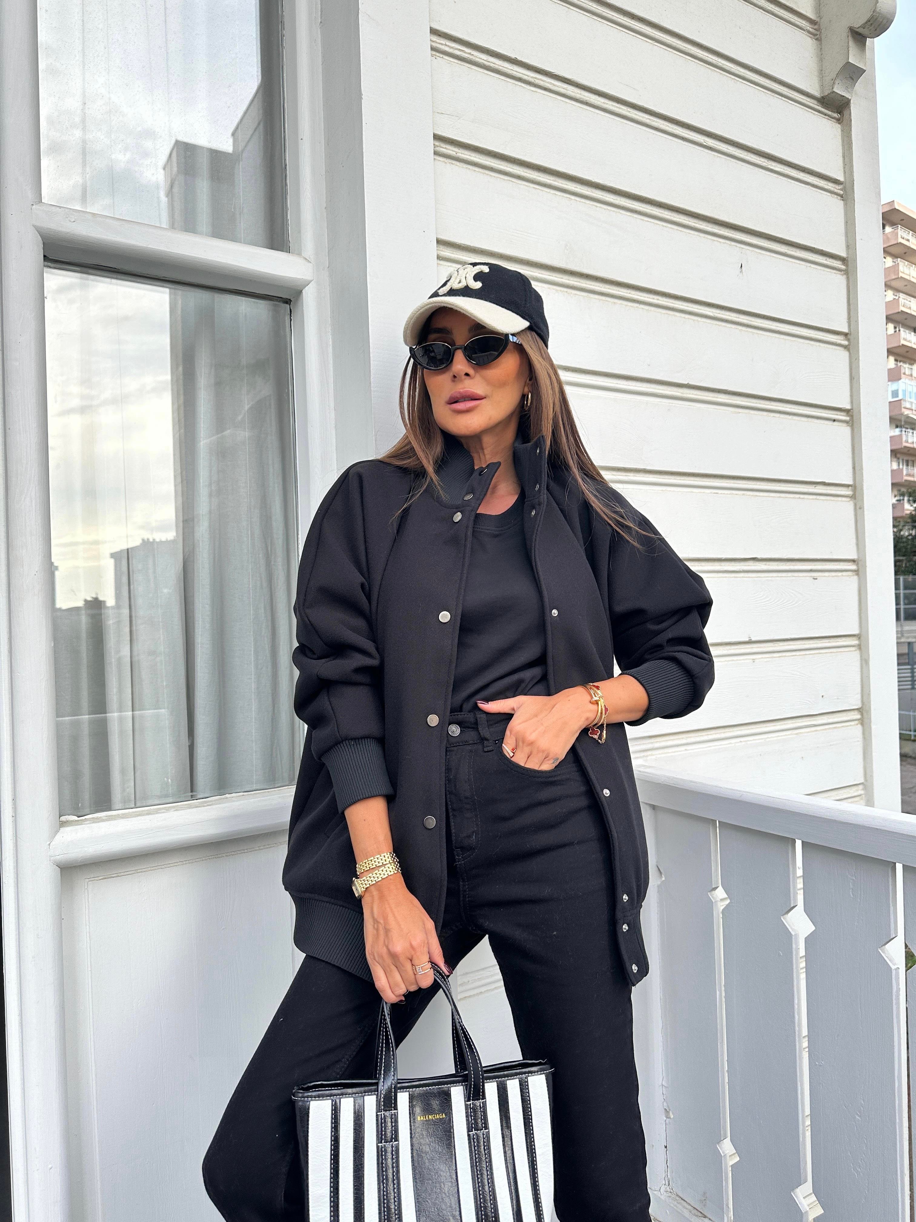 Siyah Bomber Oversize Ceket