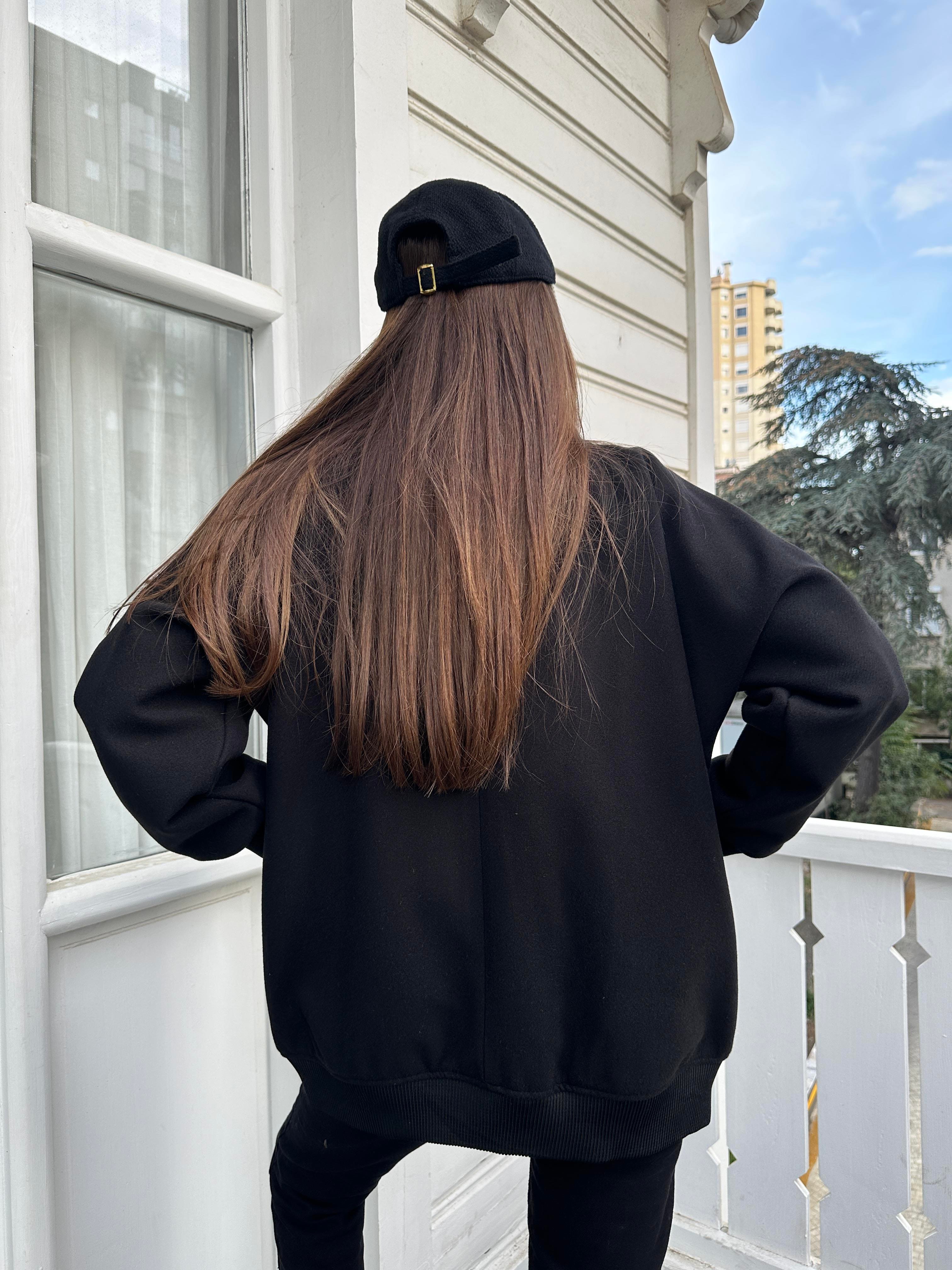 Siyah Bomber Oversize Ceket