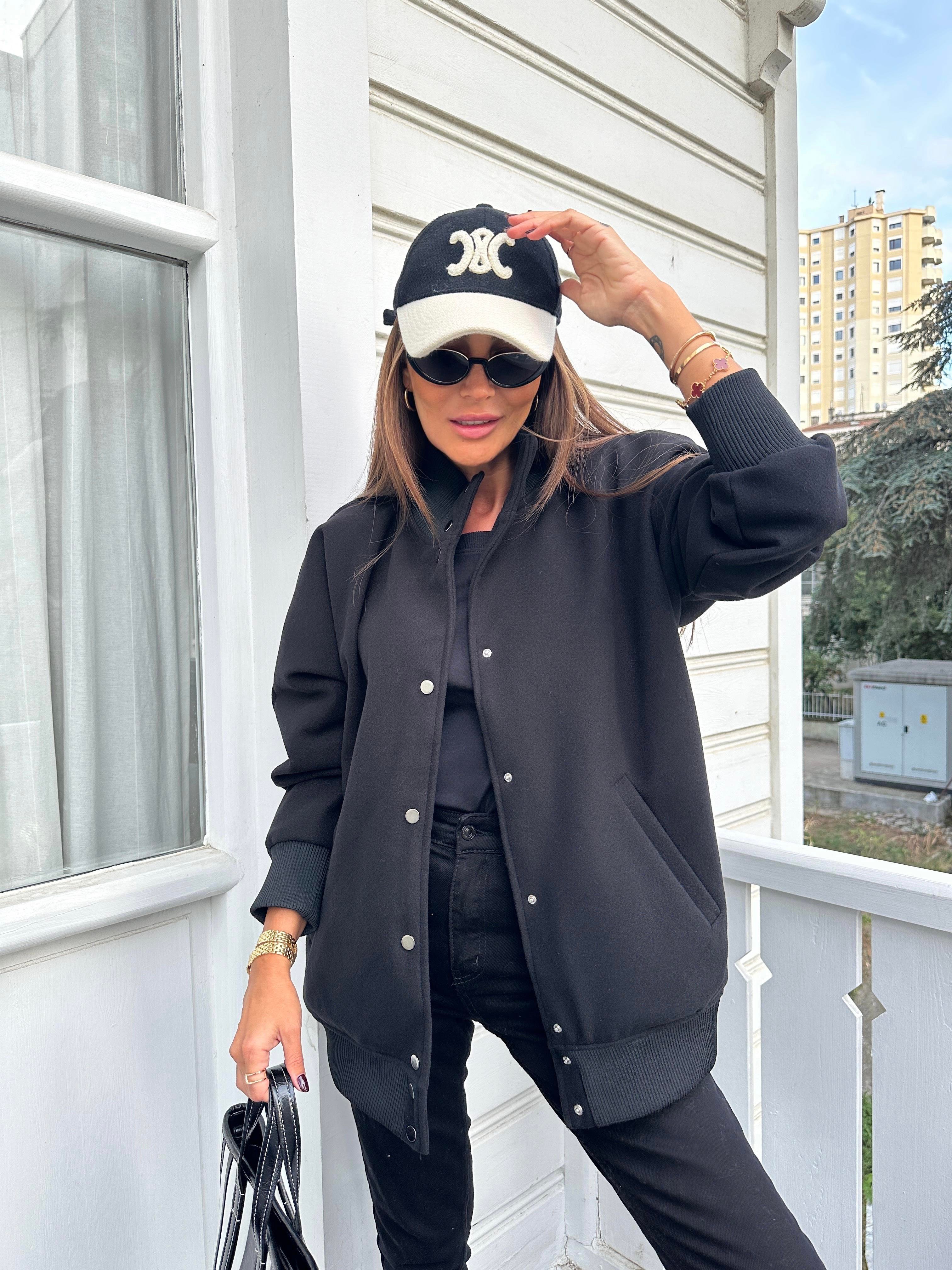 Siyah Bomber Oversize Ceket