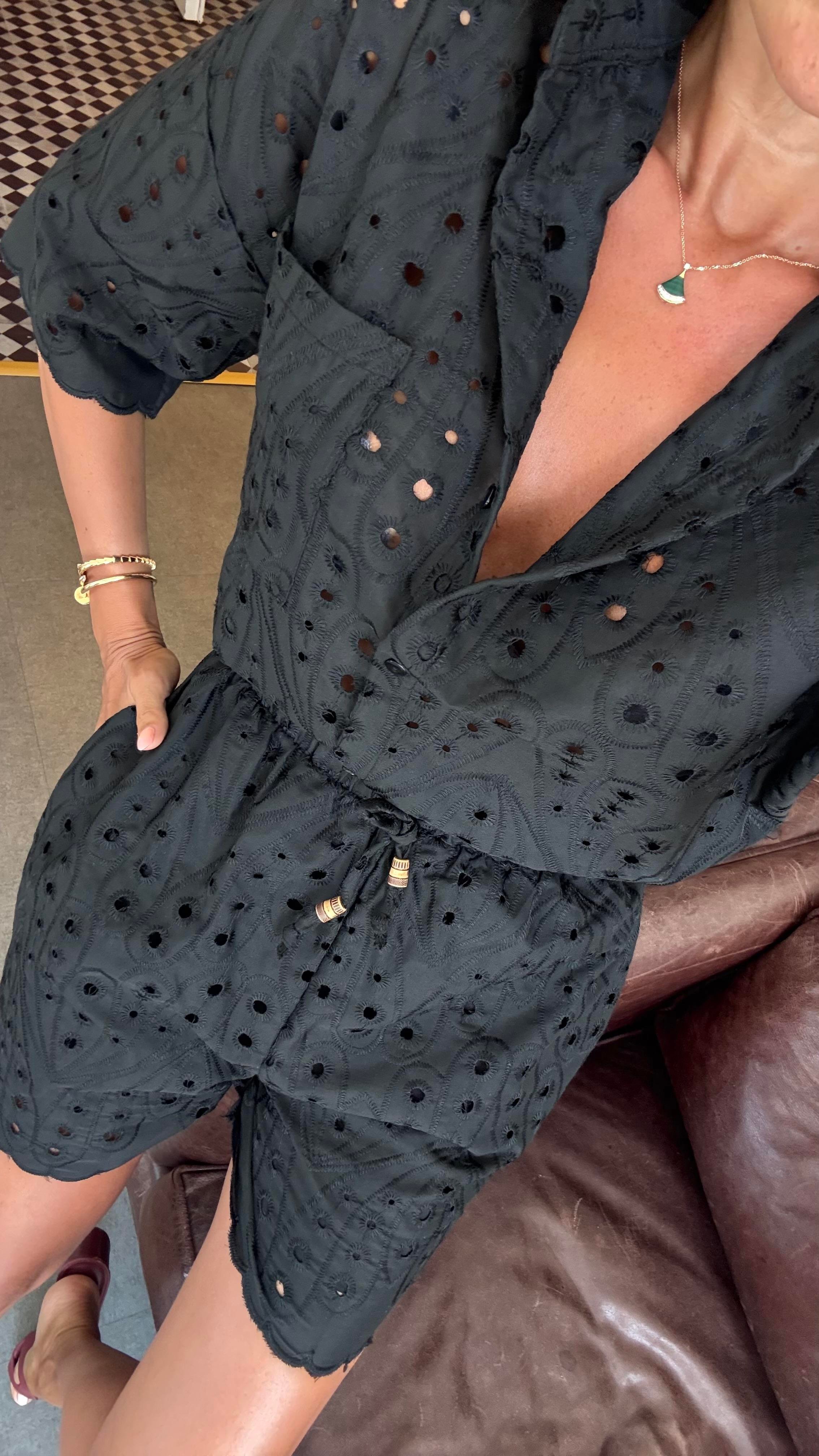 Siyah Brode Şortlu Takım