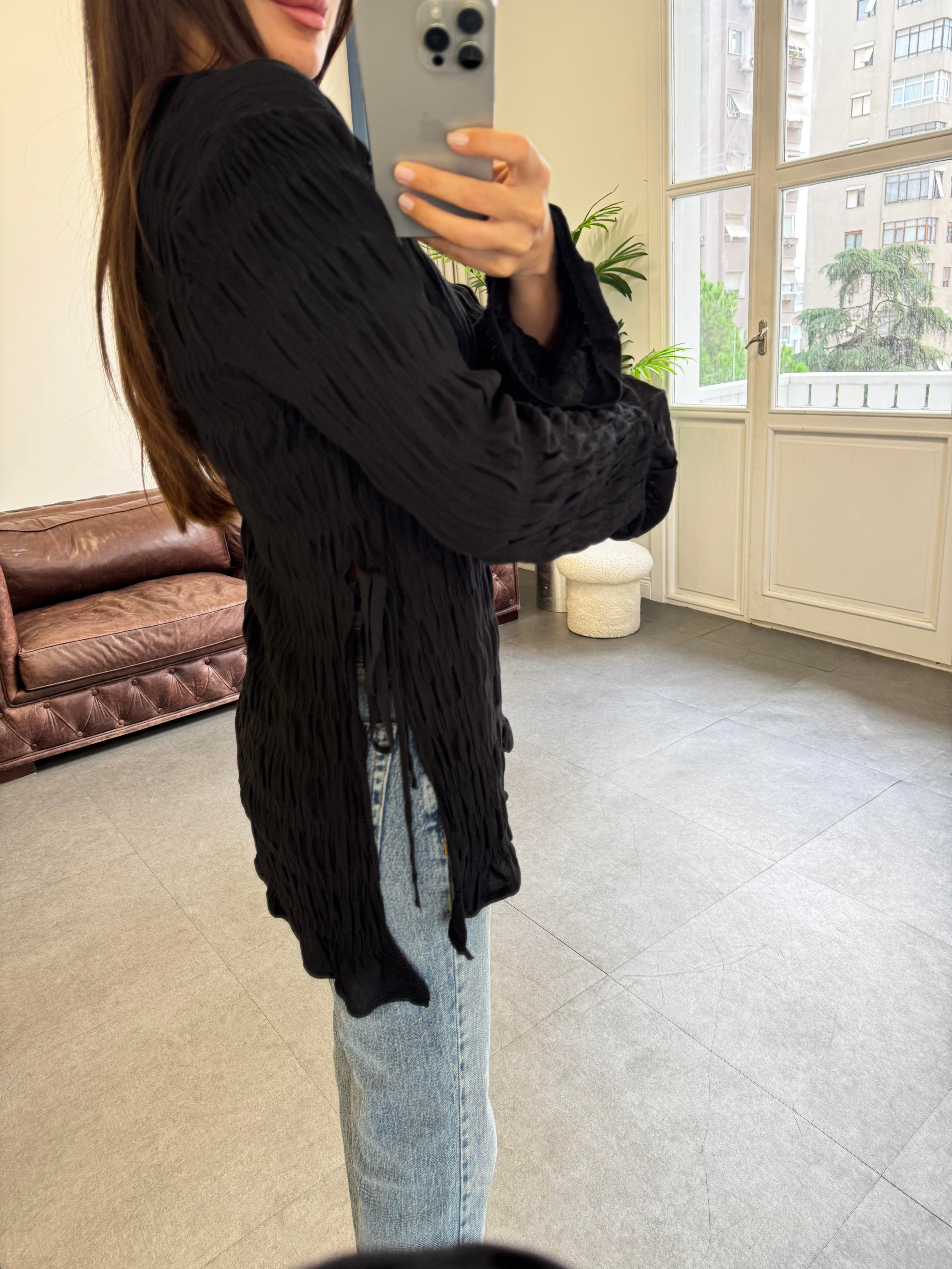 Siyah Bürümcük Tunik Triko