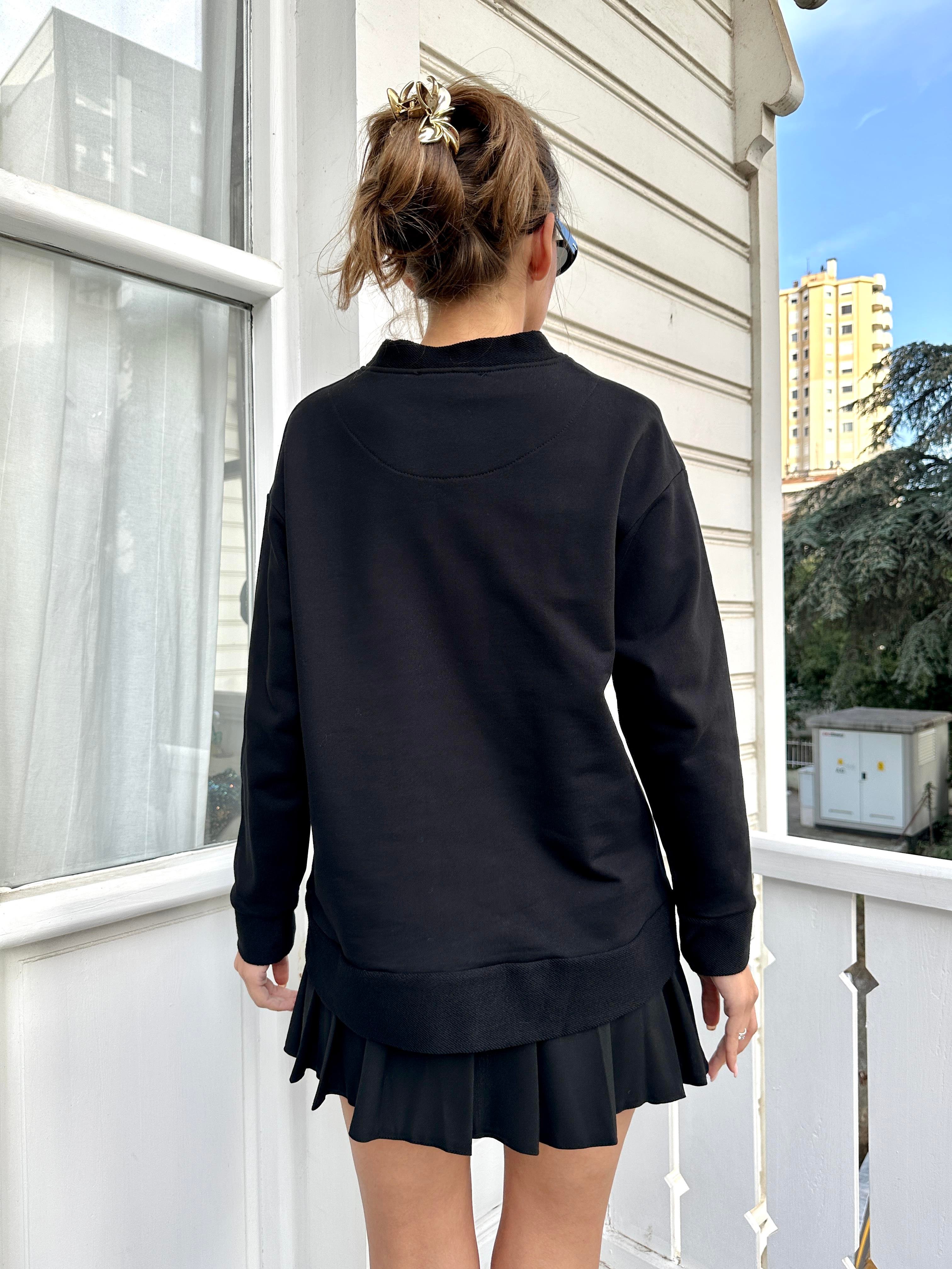 Siyah Cepli Sweatshirt