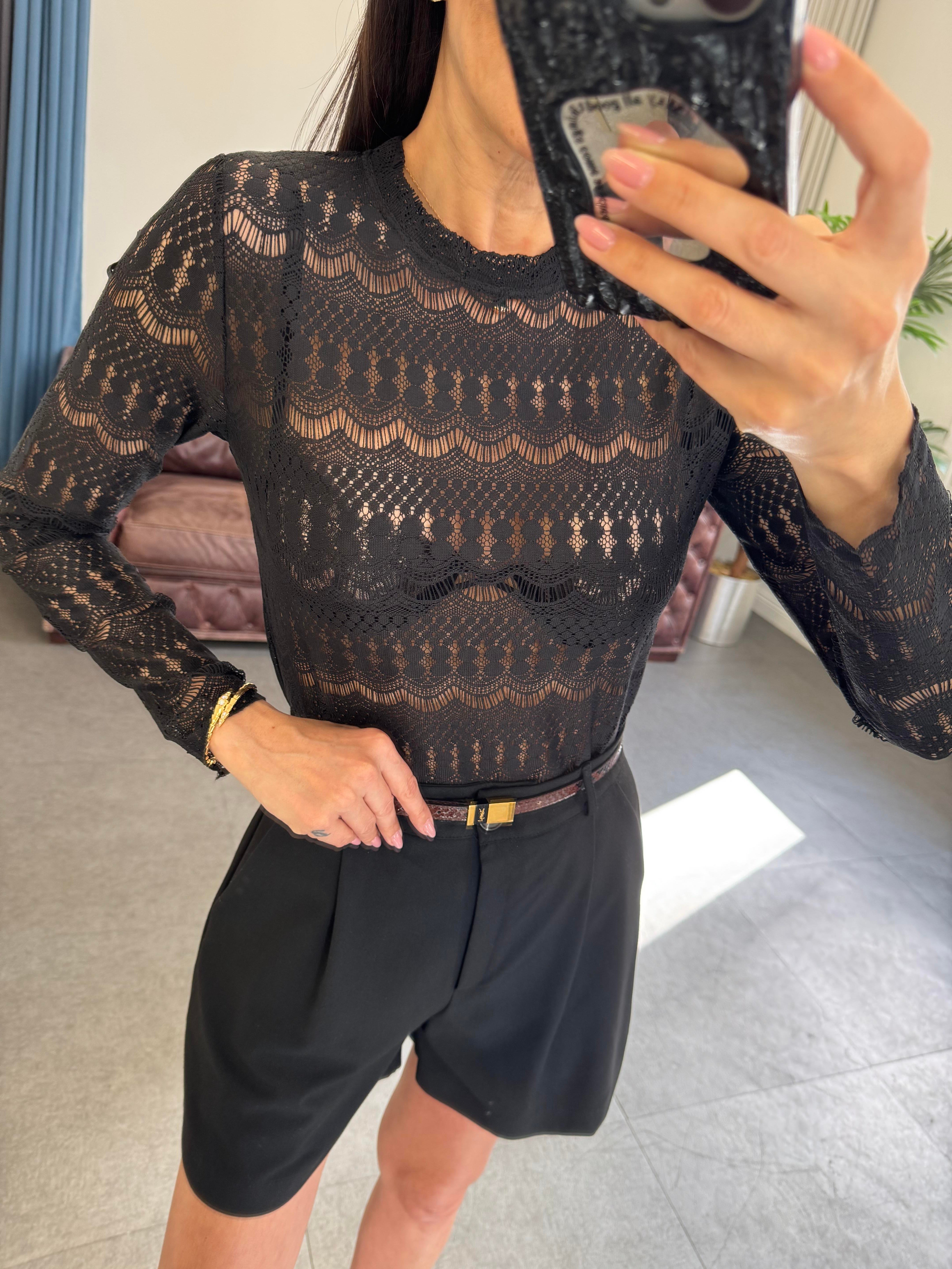 Siyah Dantel Bluz