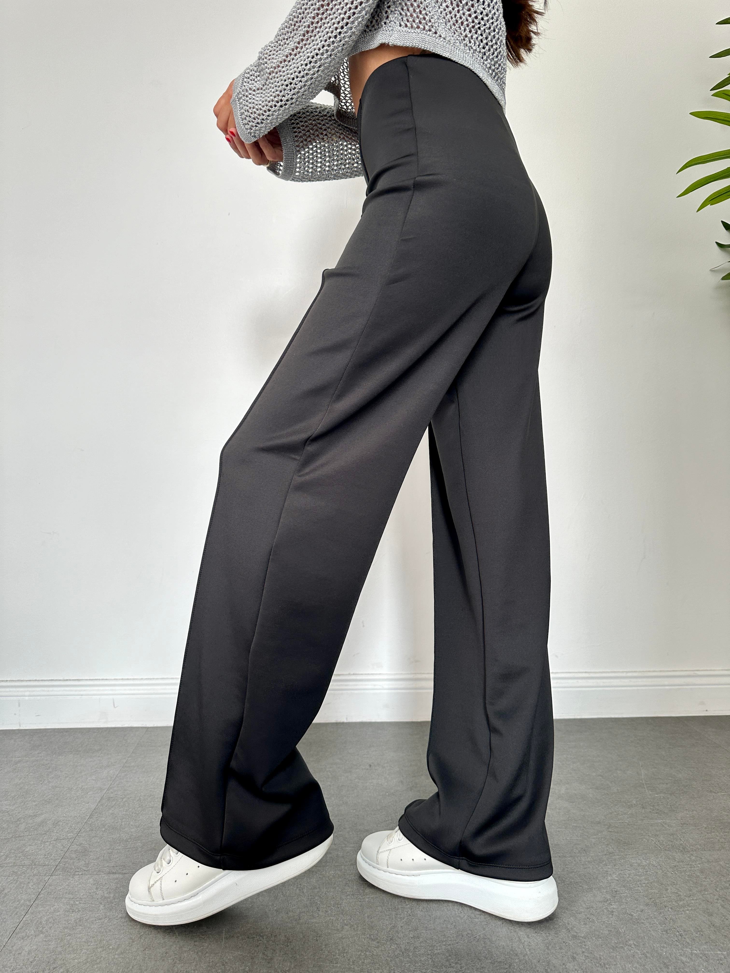 Siyah Dikişli Scuba Pantolon