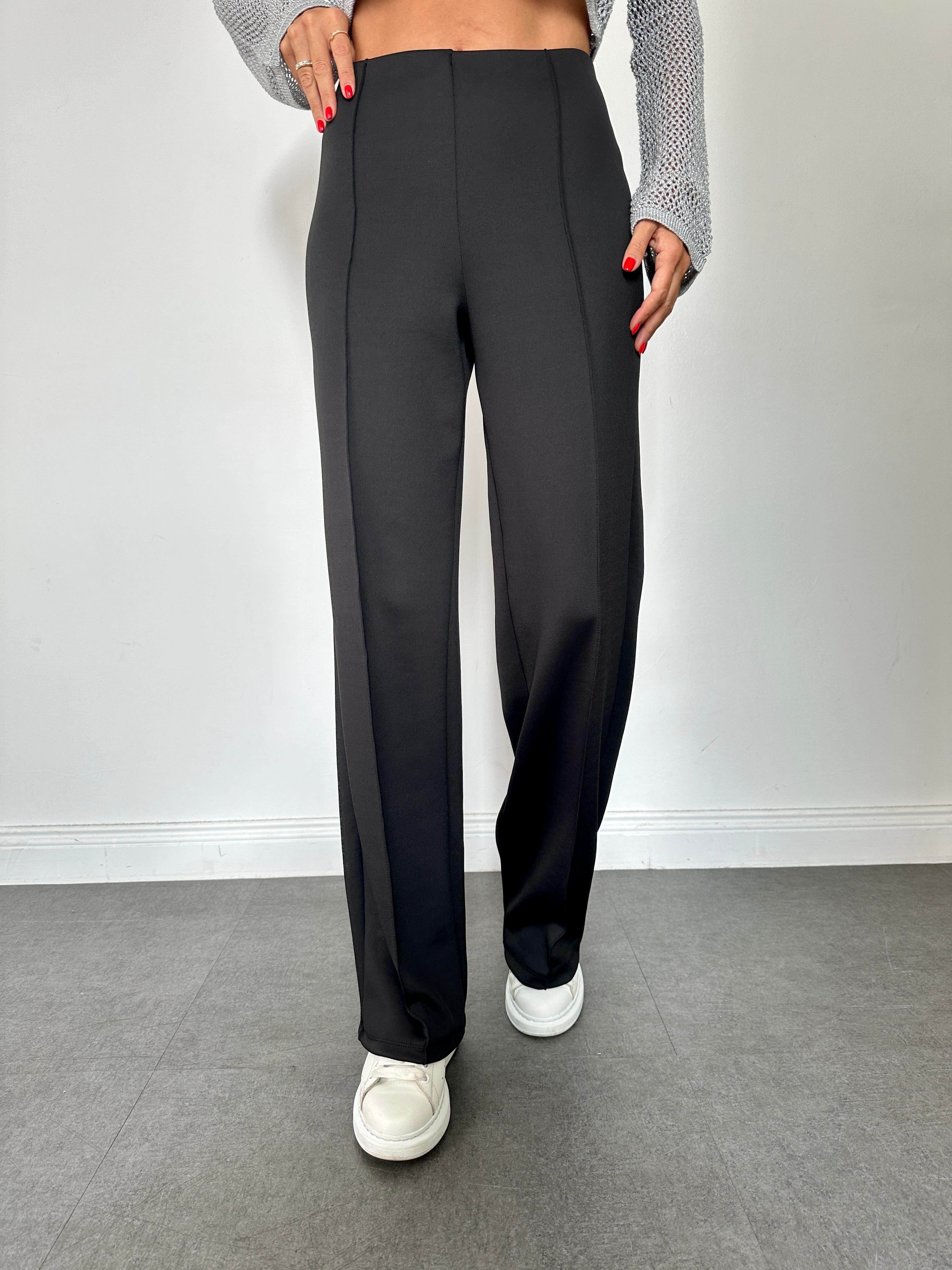 Siyah Dikişli Scuba Pantolon