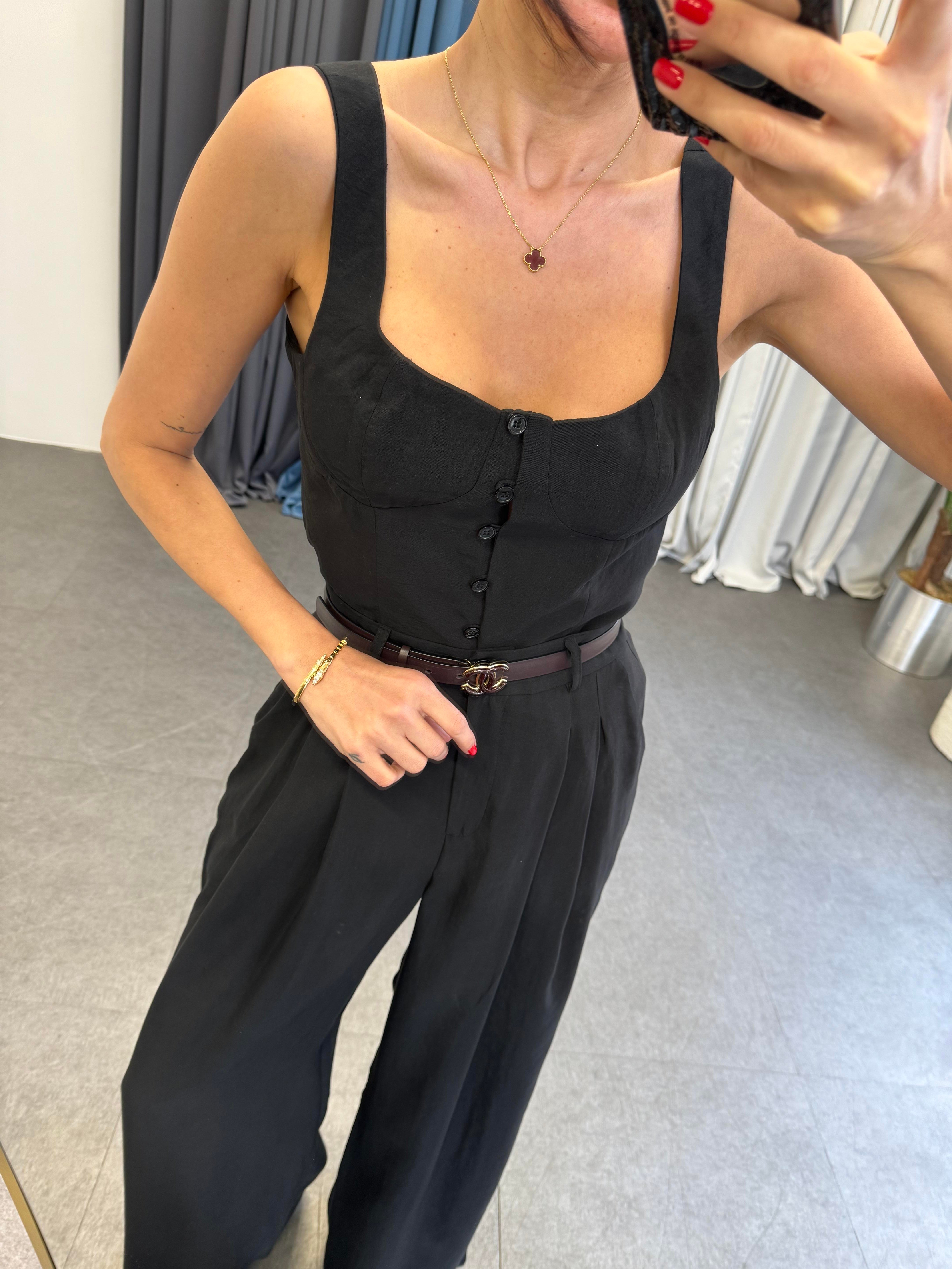 Siyah Düğme Detaylı Büstiyer Yelek