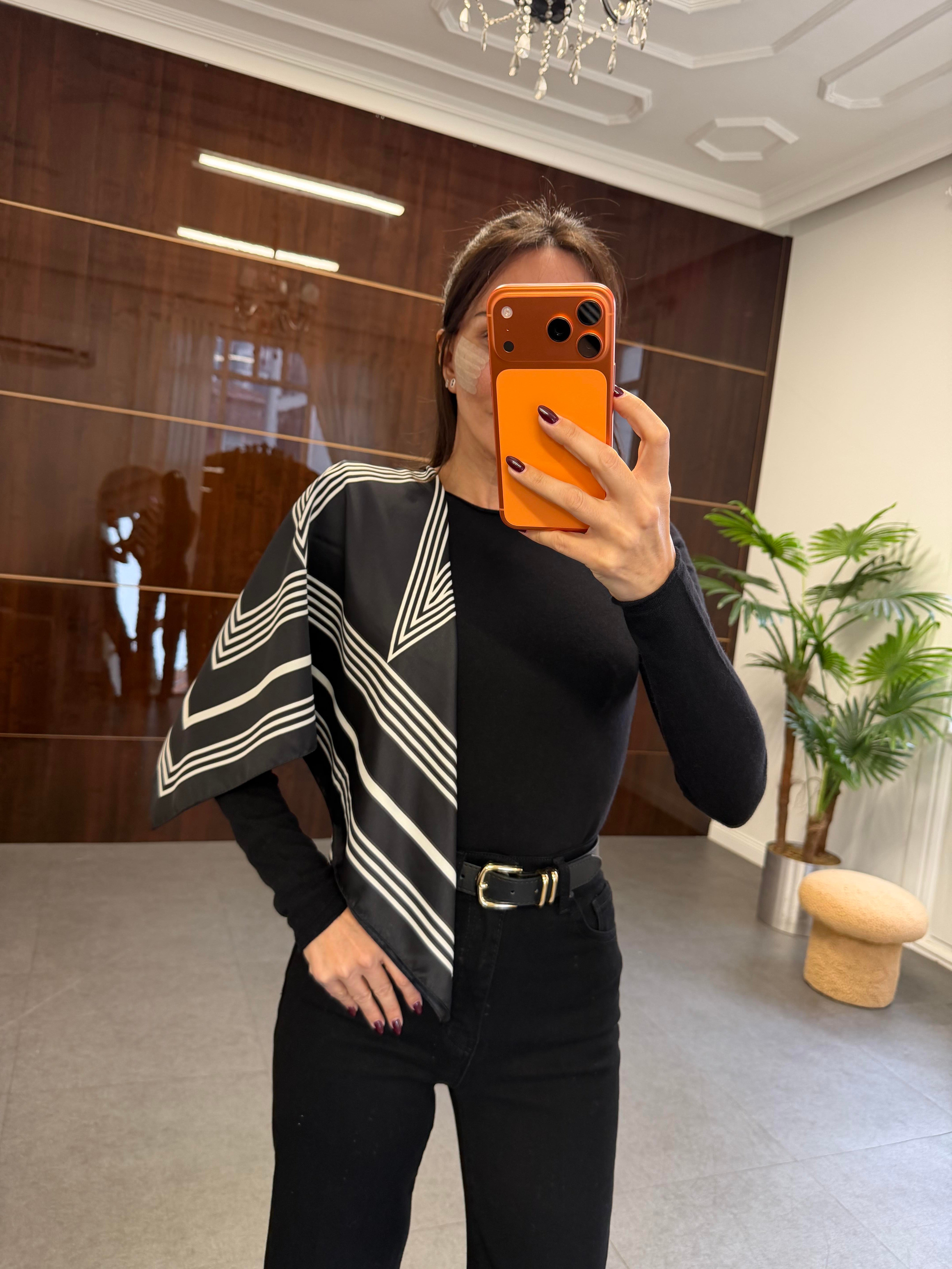 Siyah Geometrik Desen Fular