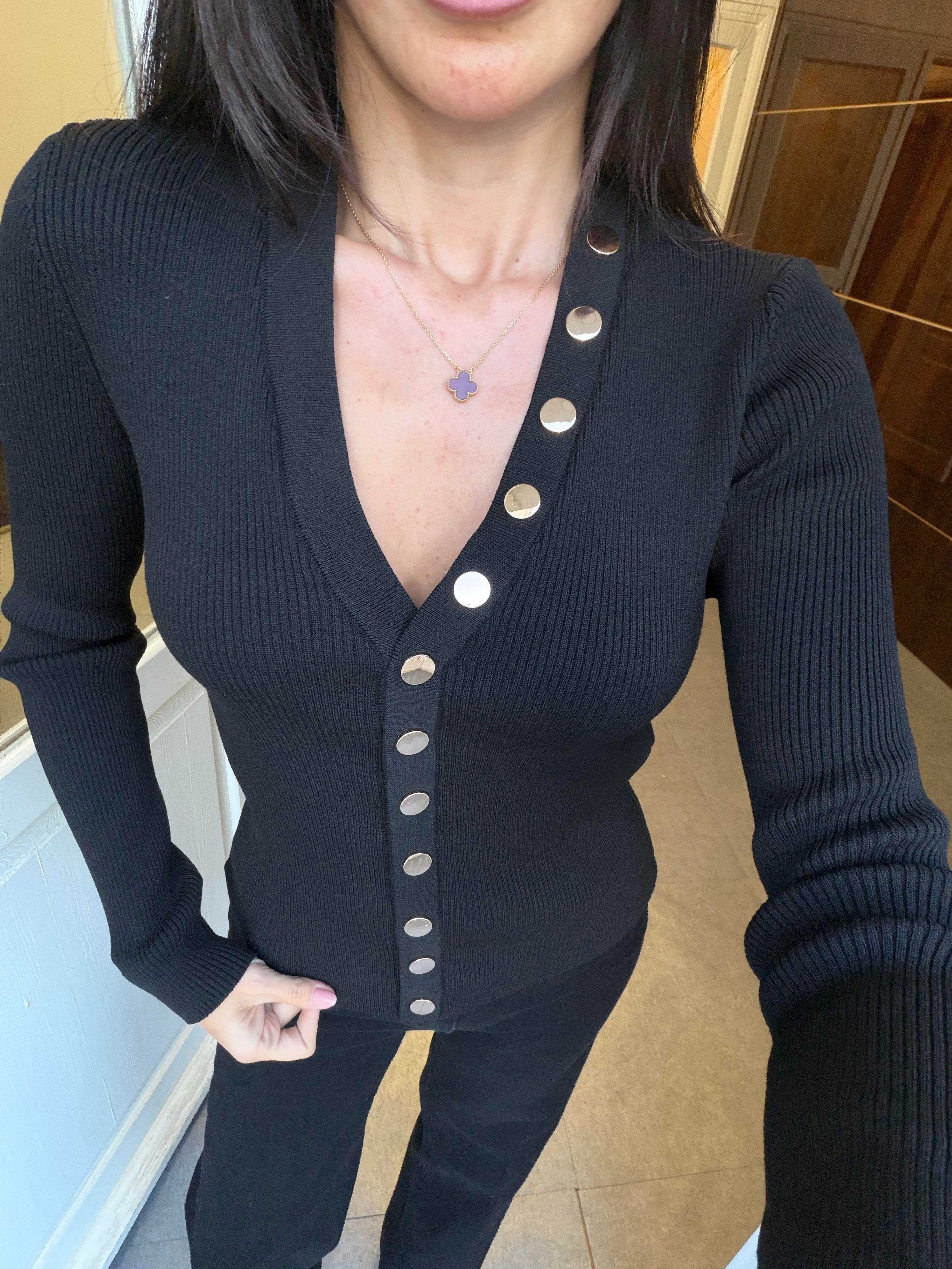 Siyah Gold Düğmeli Kazak