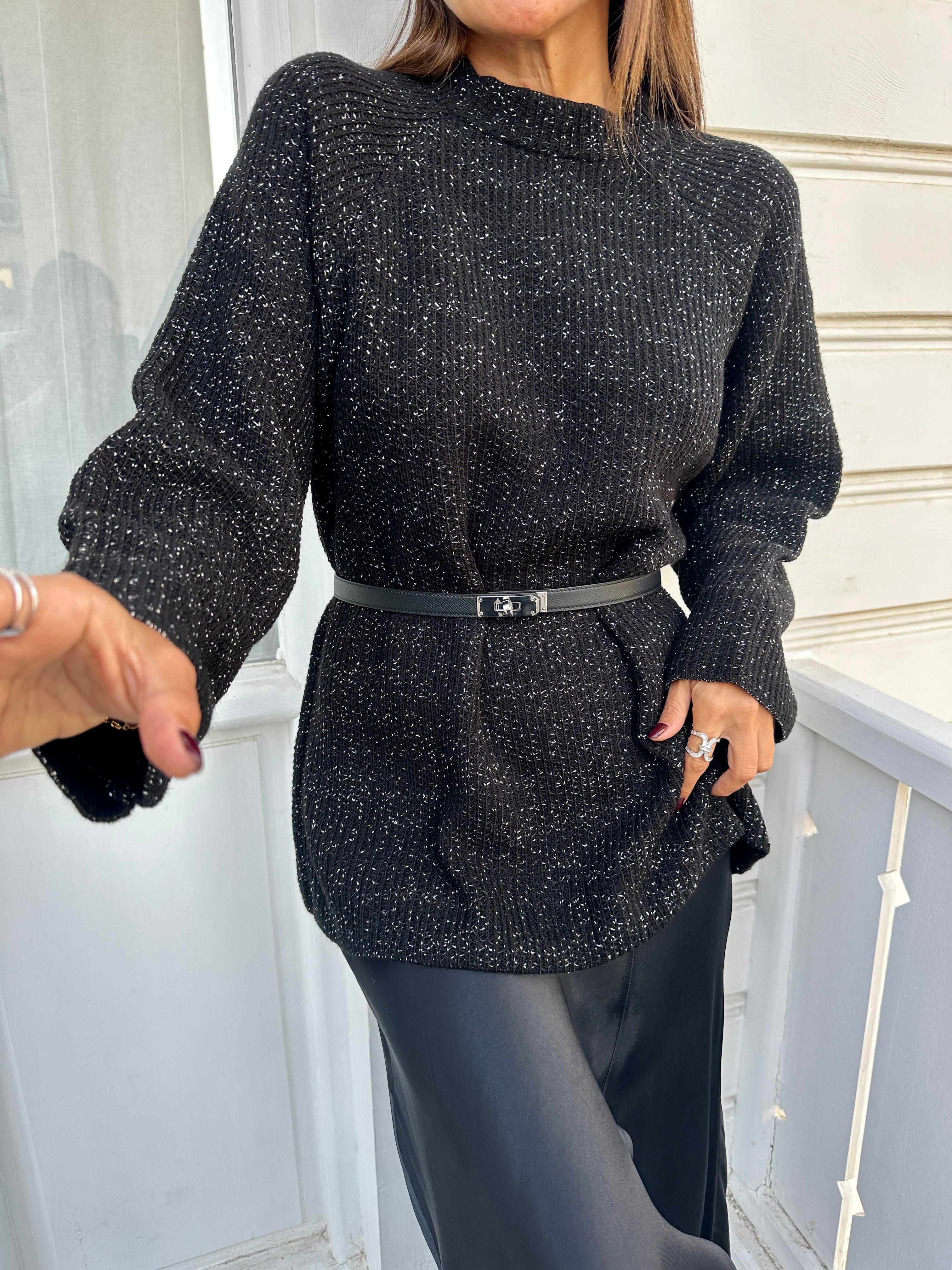 Siyah Gold Simli Selanik Triko