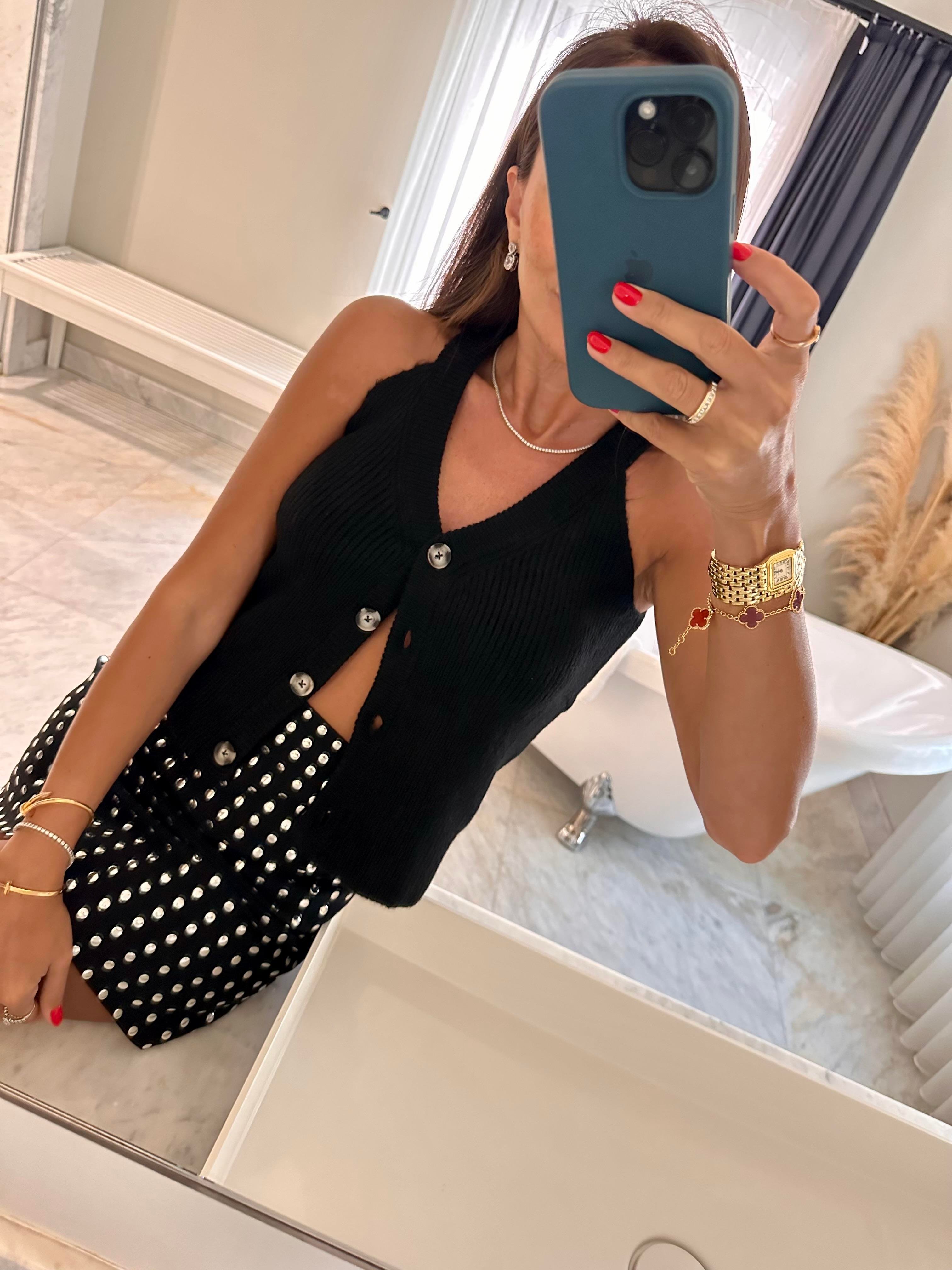 Siyah İtalyan Reglan Yelek