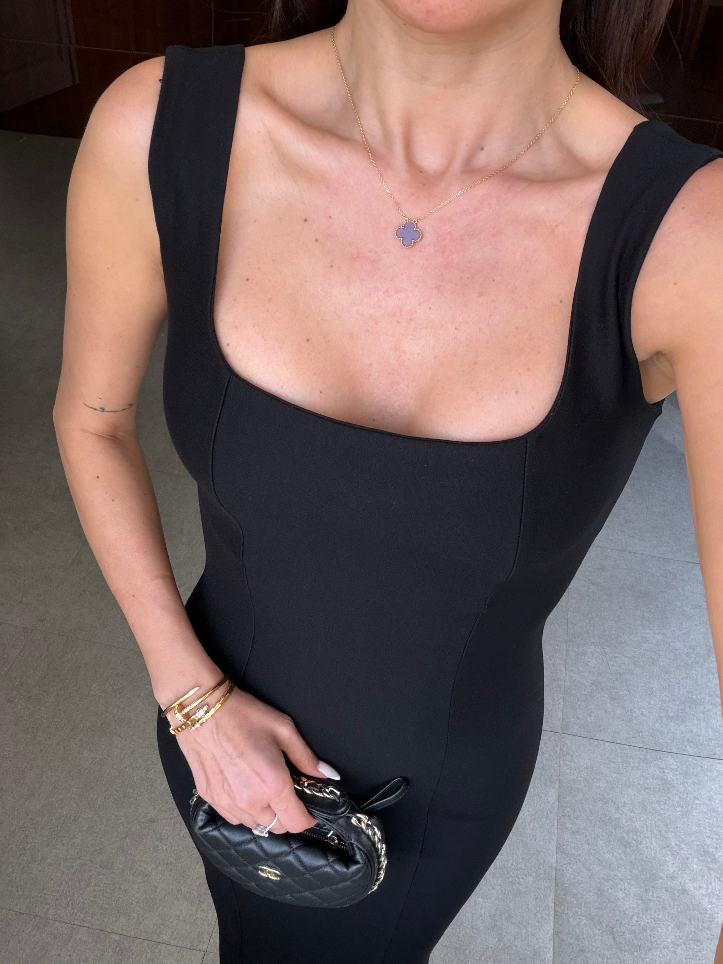 Siyah Kalın Askılı Kalem Elbise