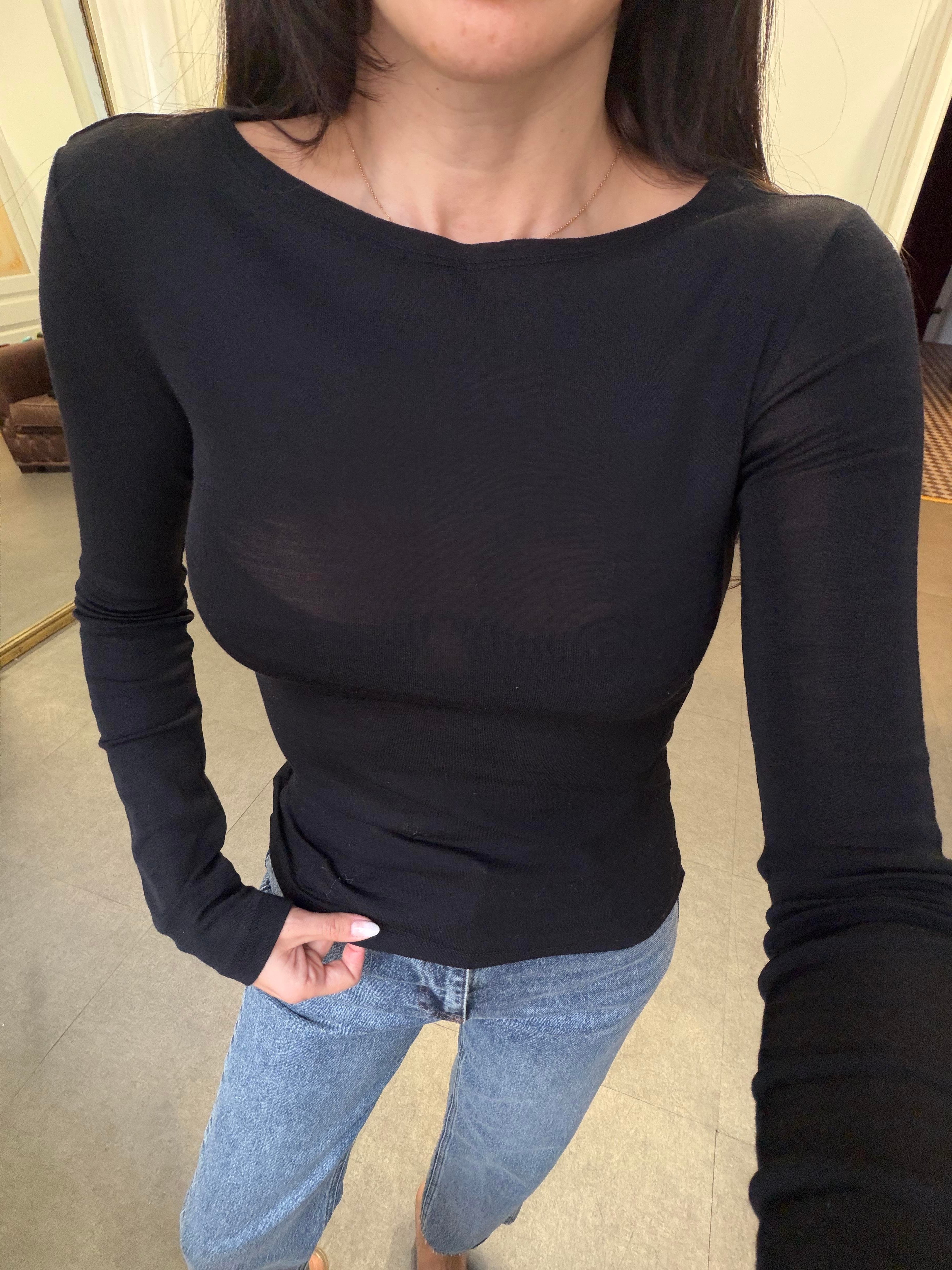 Siyah Kayık Yaka Yün Top