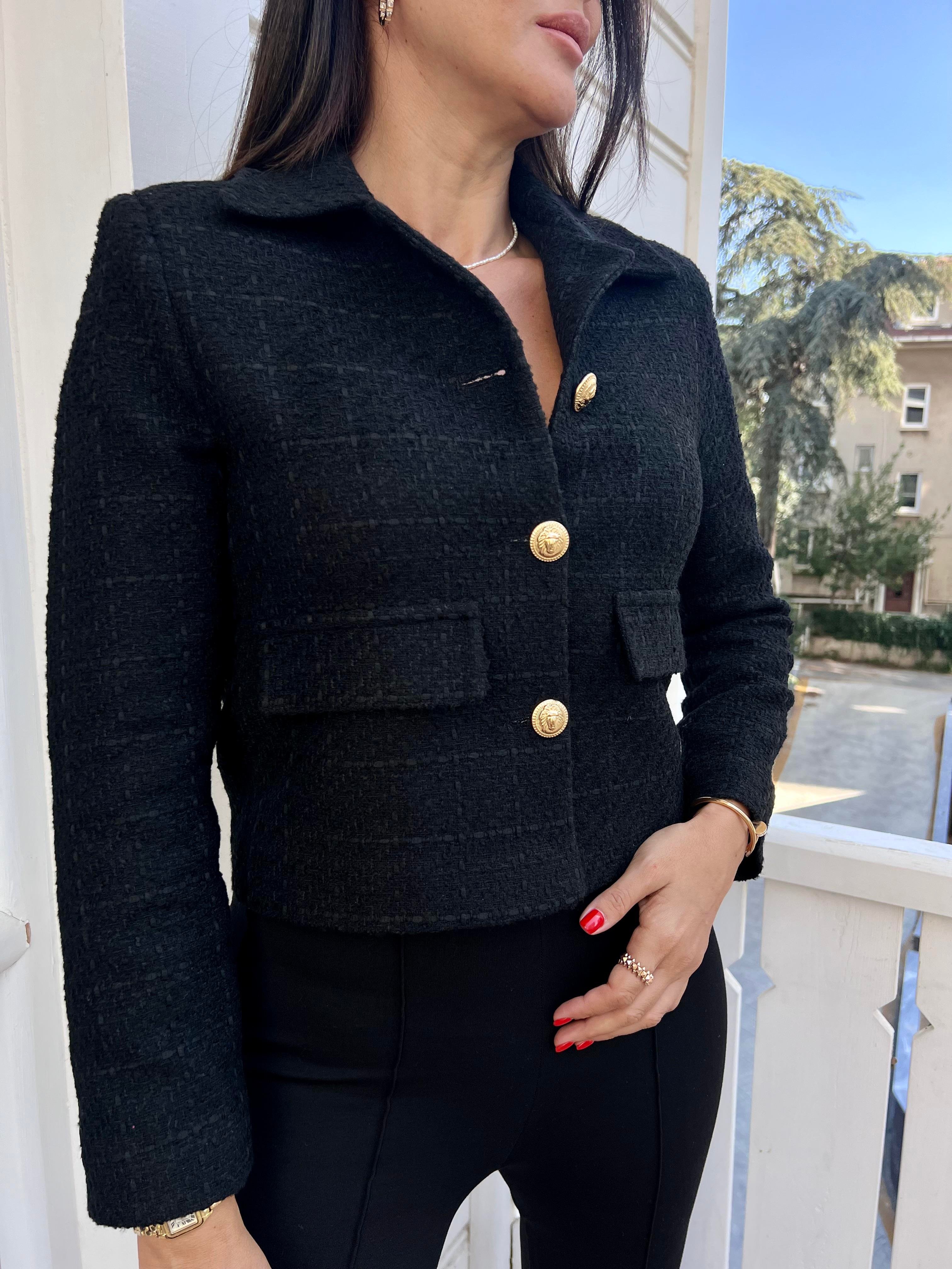 Siyah Kisa Blazer Ceket