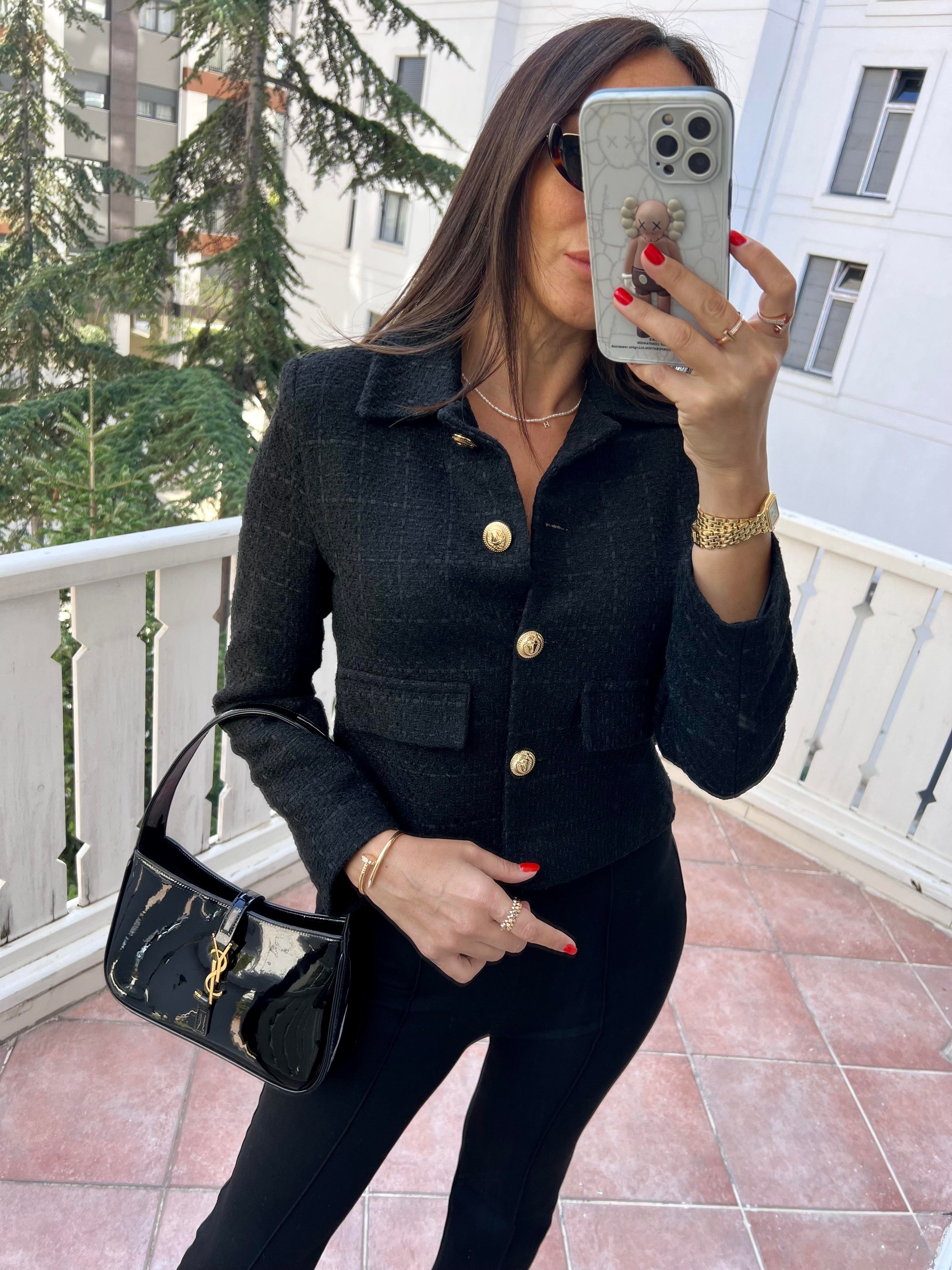 Siyah Kisa Blazer Ceket