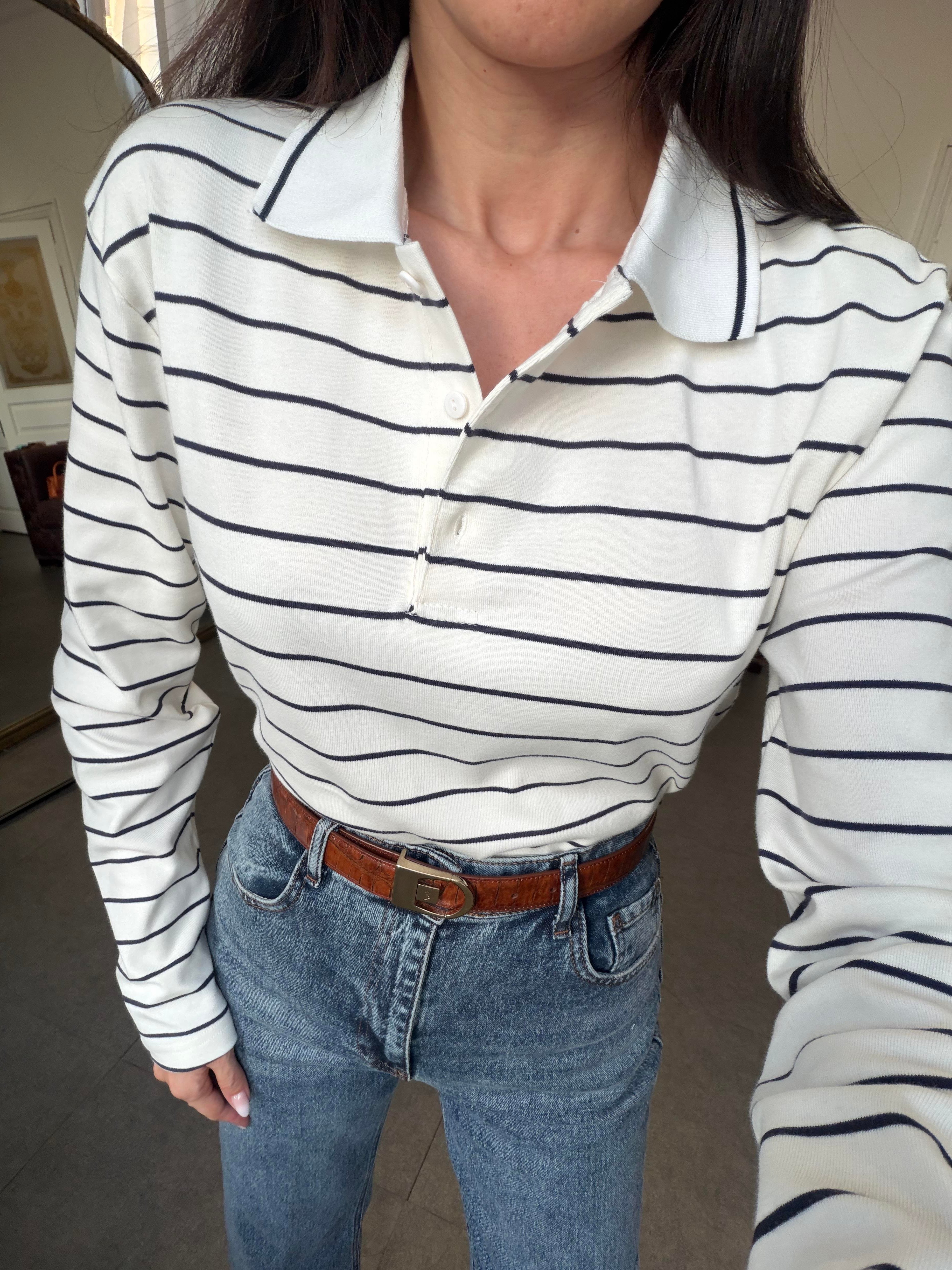 Siyah-Krem Çizgili İnce Kazak