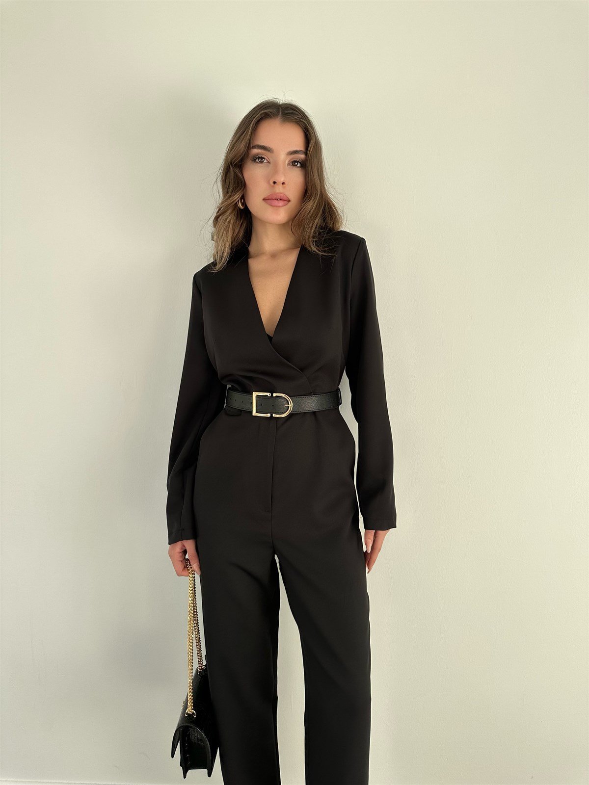 Siyah  Kruvaze Tulum