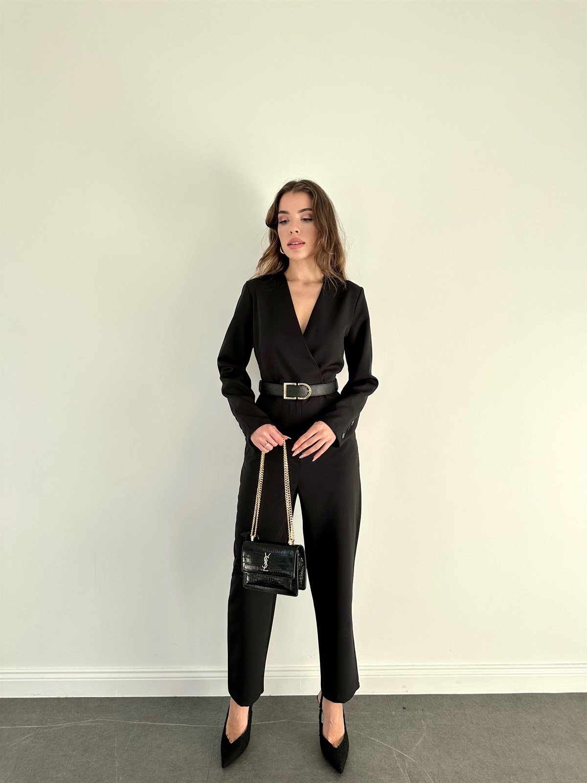 Siyah  Kruvaze Tulum