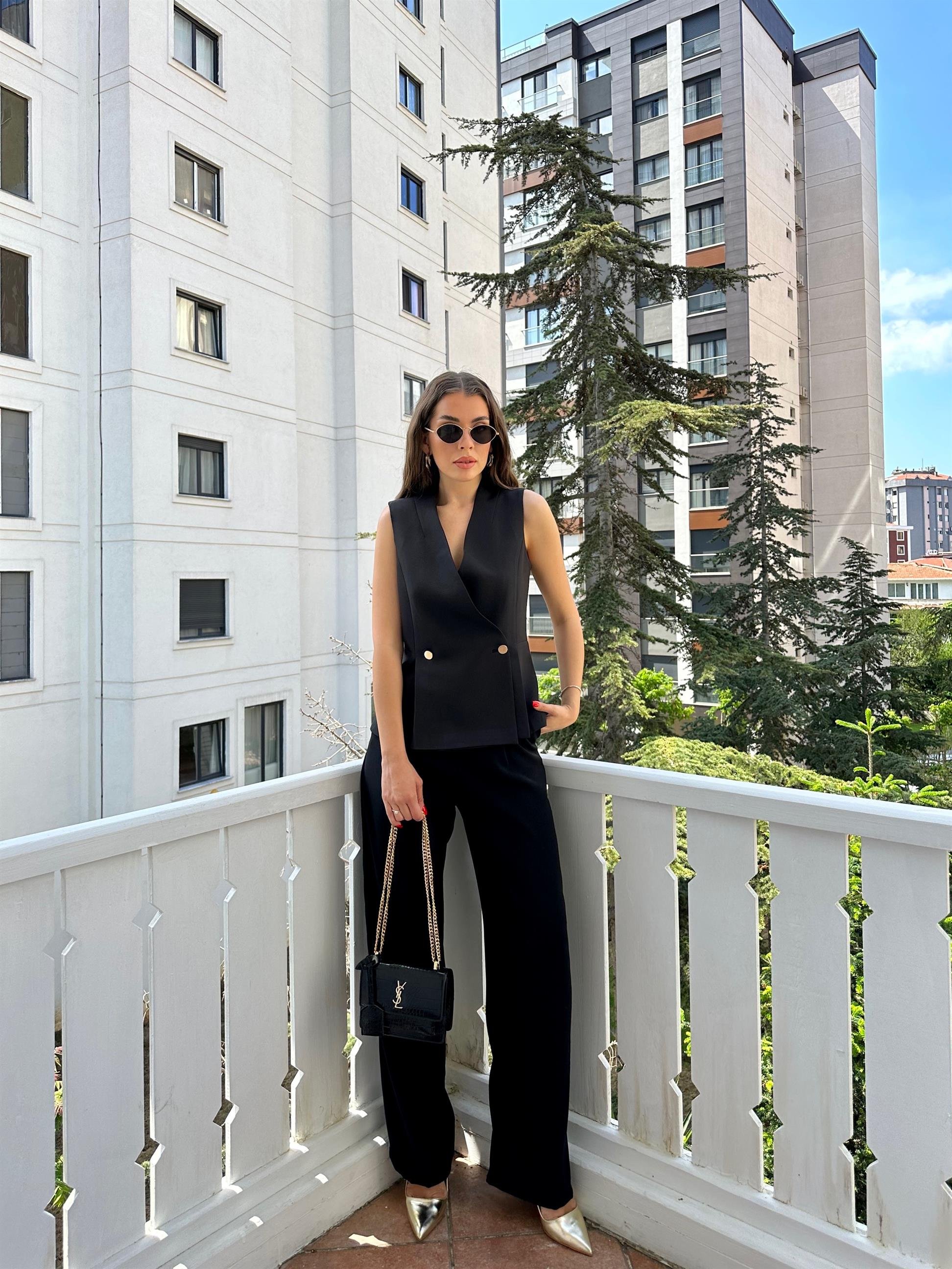 Siyah  Kruvaze Yelek