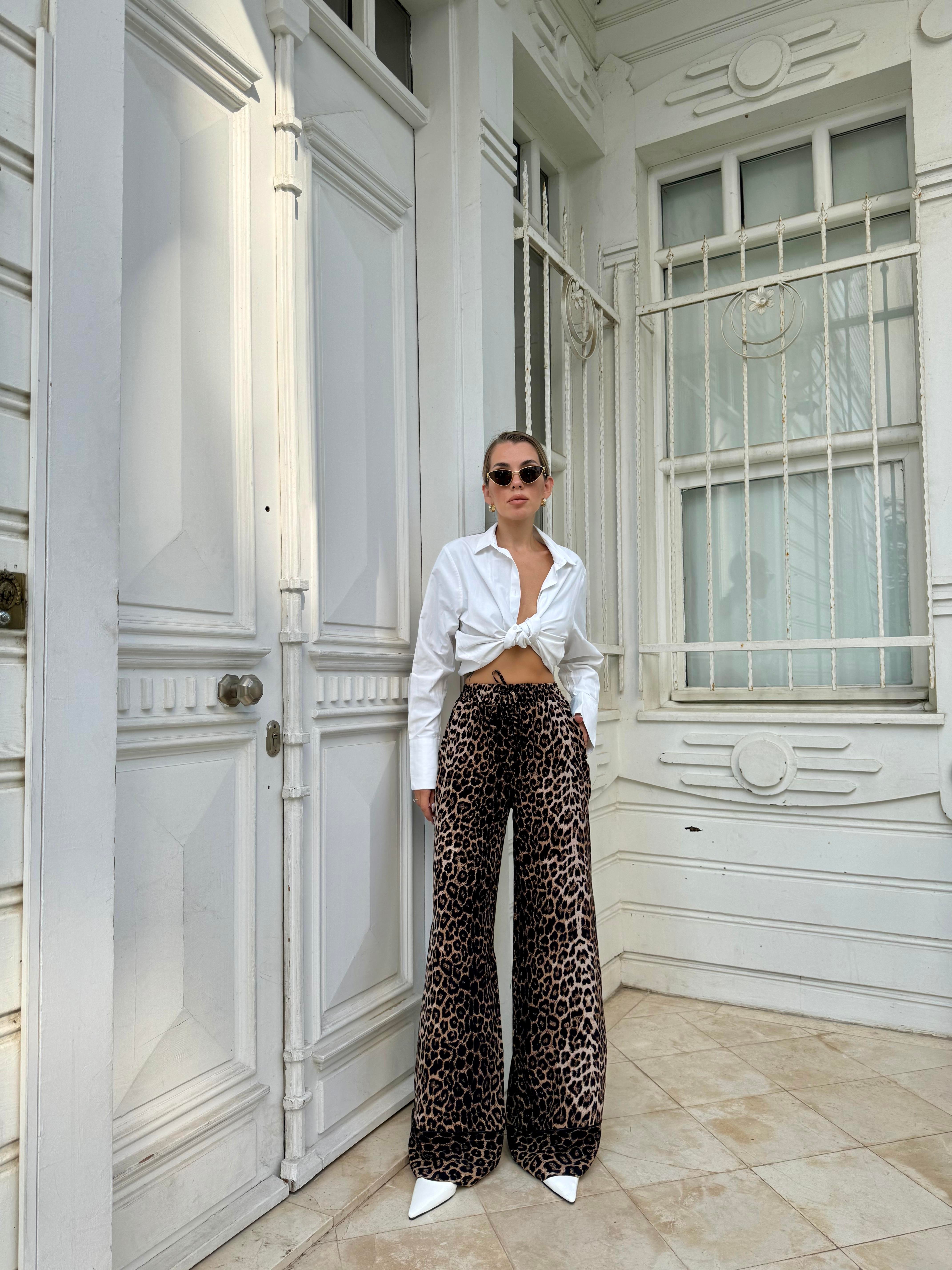 Siyah Leopar Pantolon