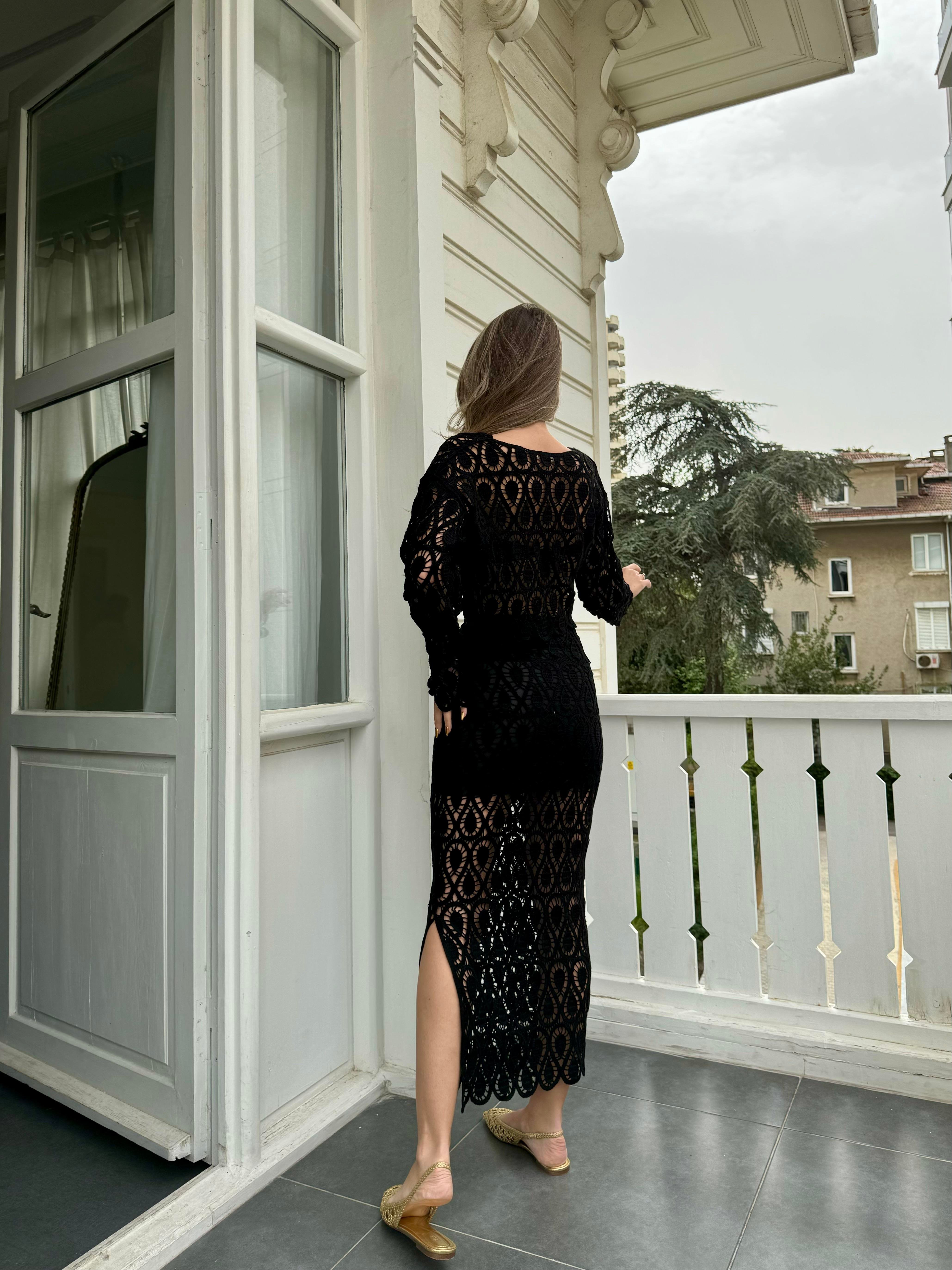 Siyah Makrome Takım