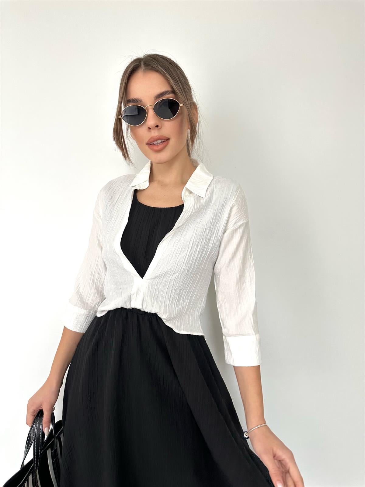 Siyah Müslin 2'li Elbise