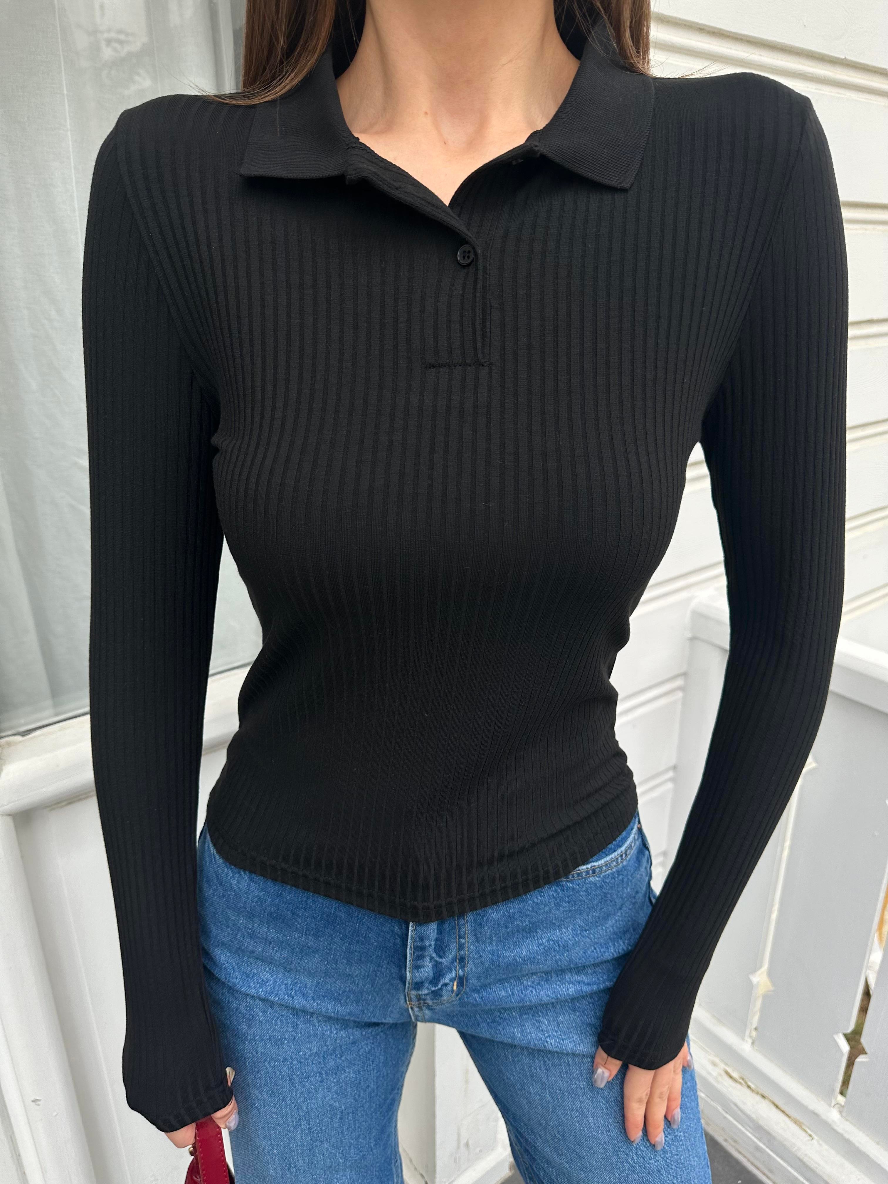 Siyah Polo Yaka Basic Body