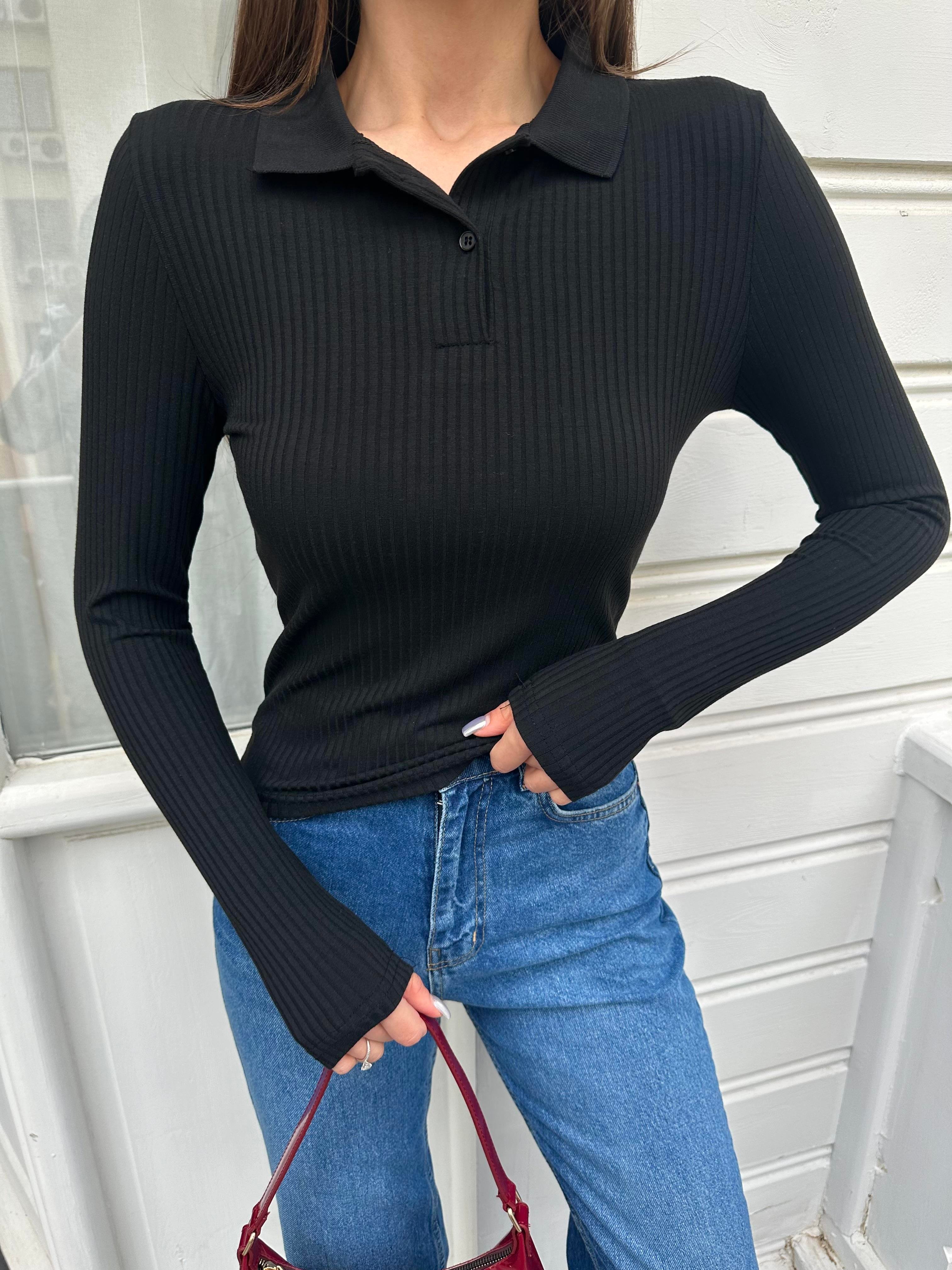 Siyah Polo Yaka Basic Body