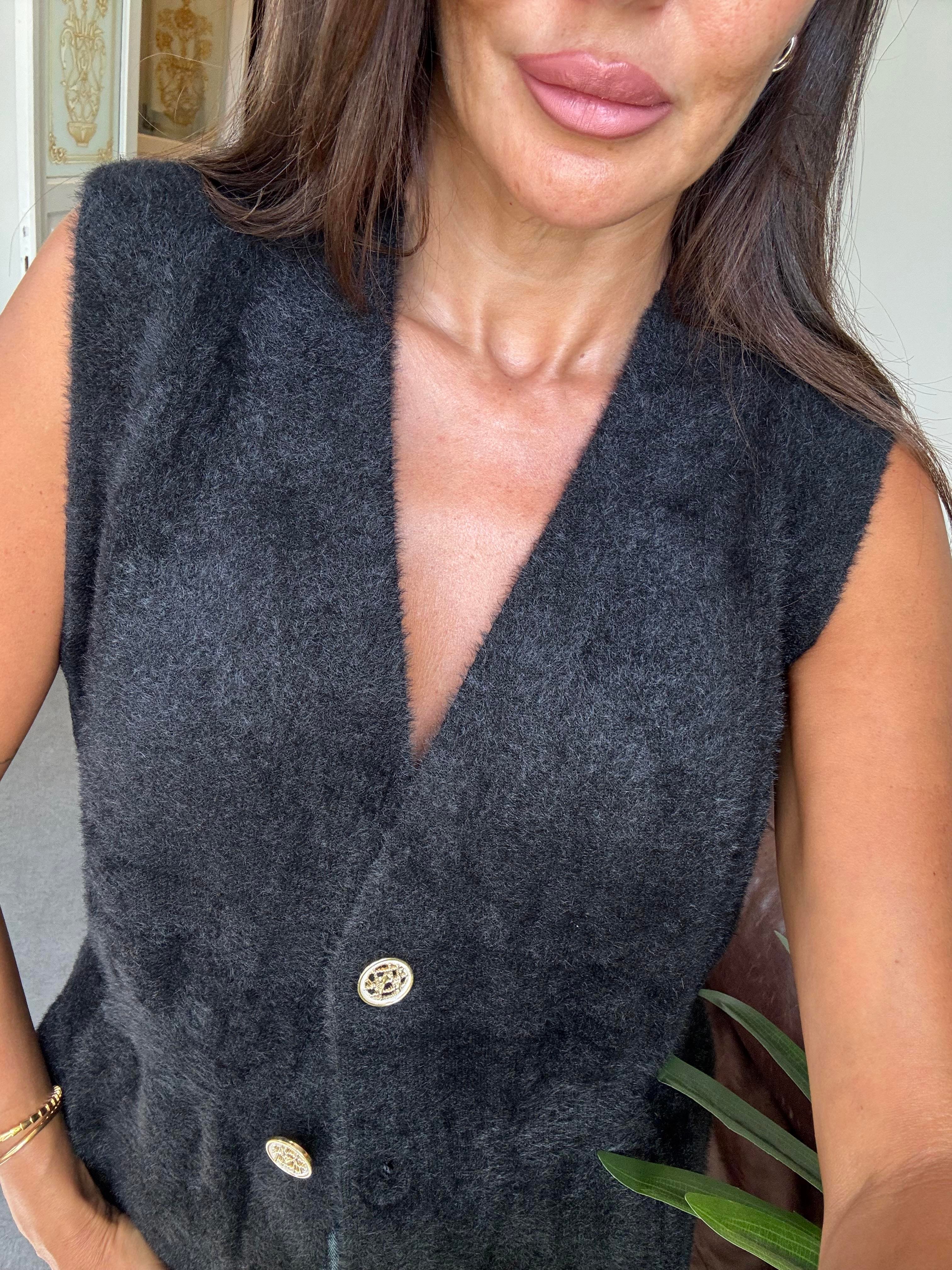 Siyah Sakallı Kumaş Yelek