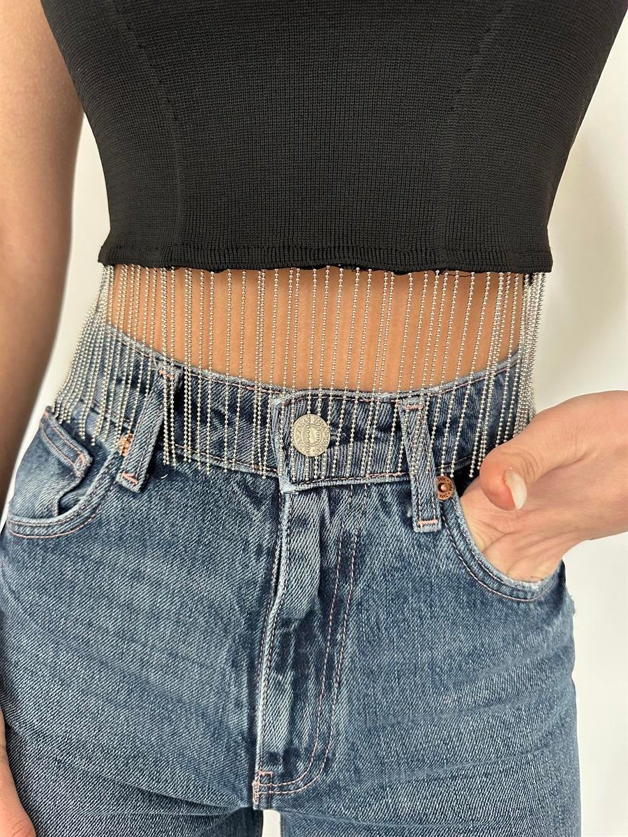 Siyah  Triko Crop Kolsuz  Bluz