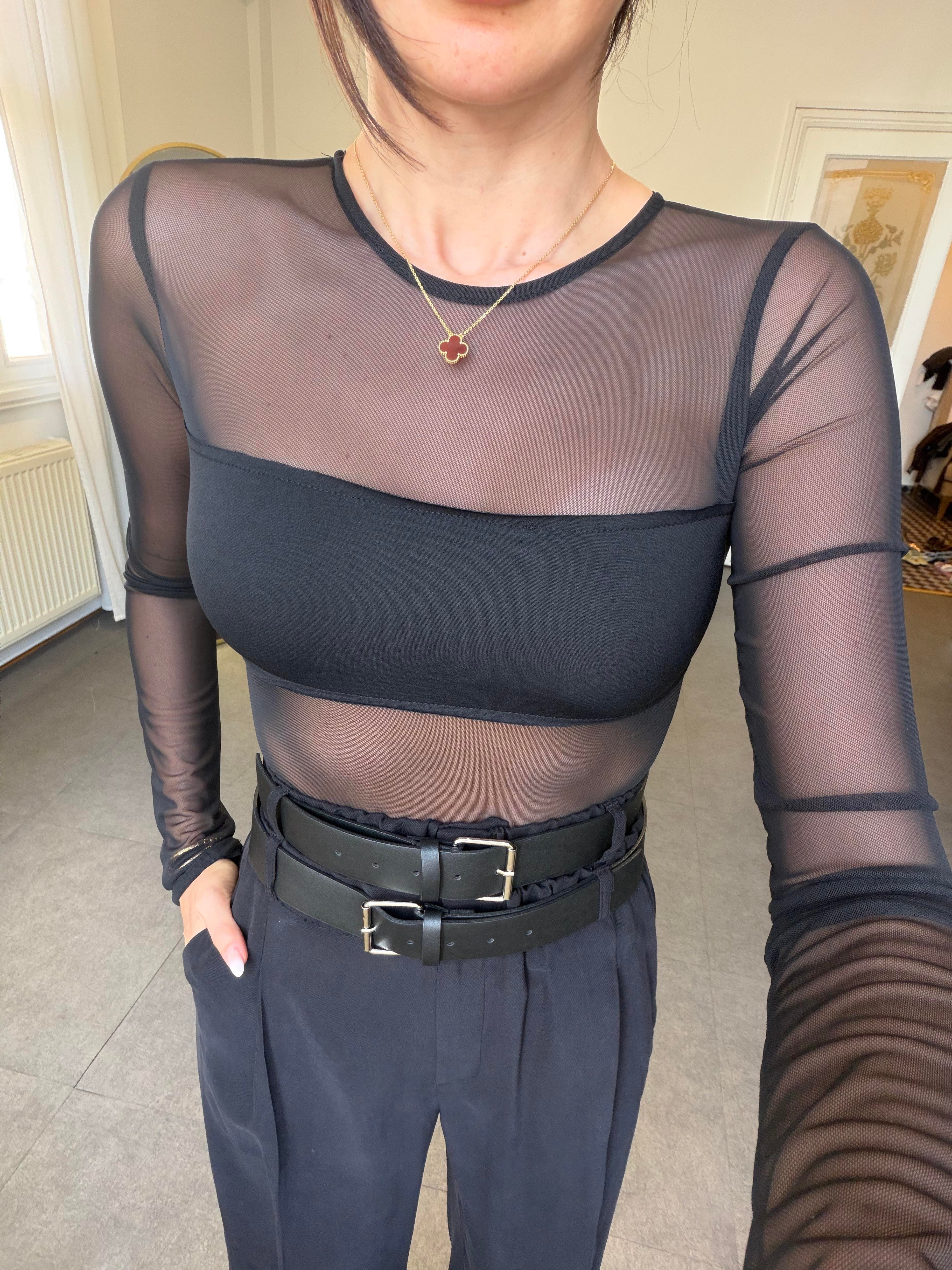 Siyah Tül Tasarım Bodysuit