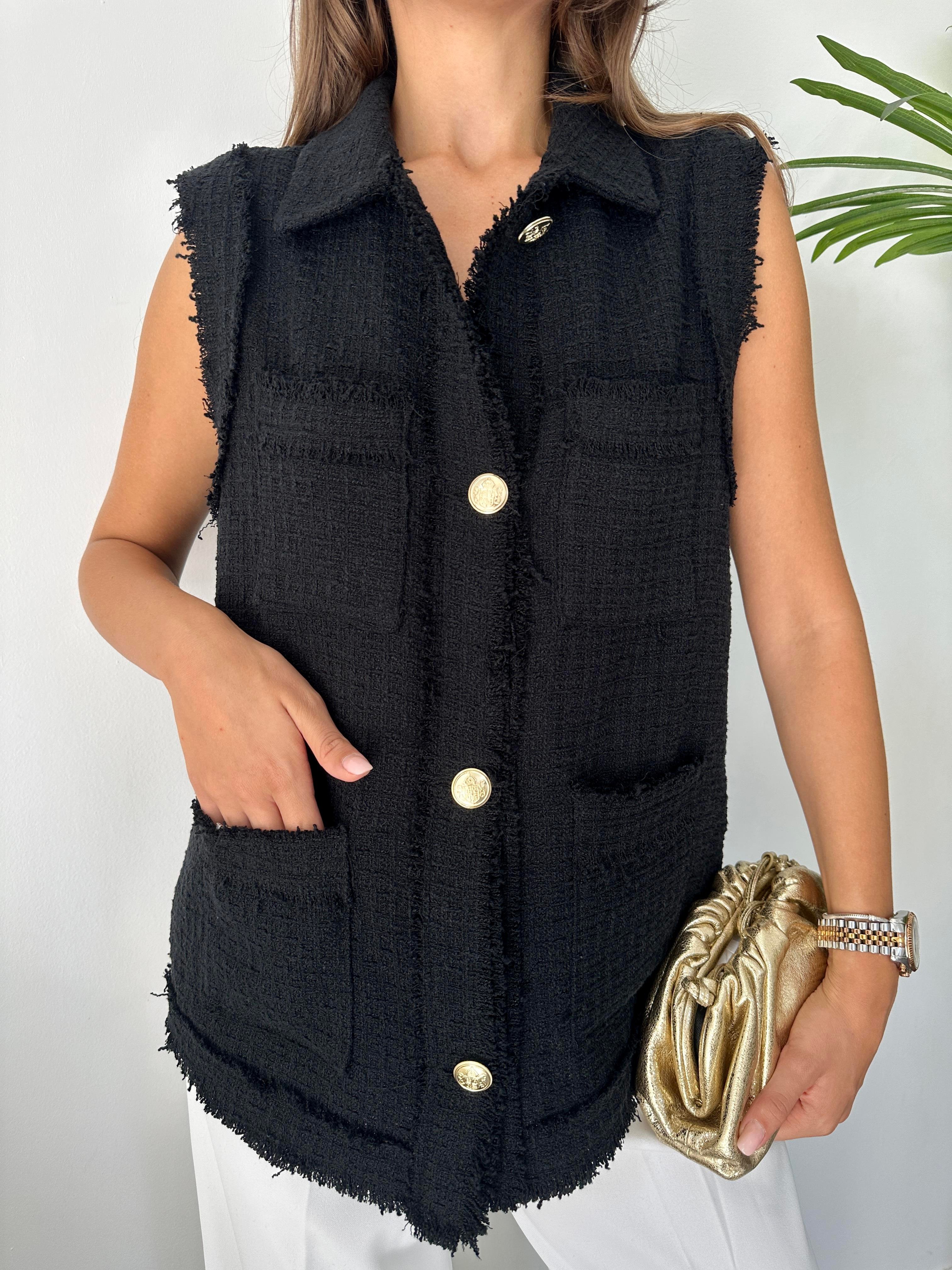 Siyah Tüvit Uzun Yelek