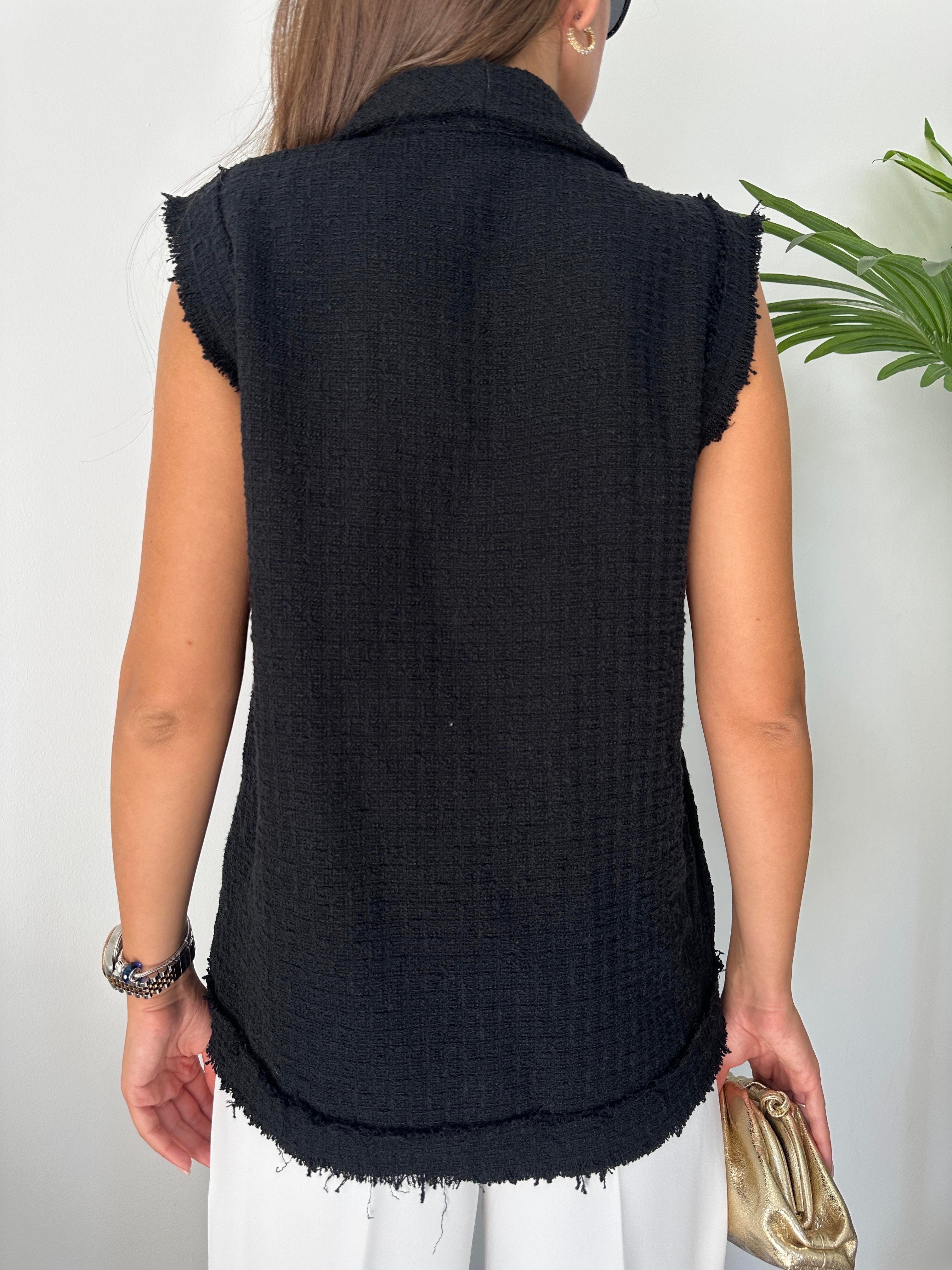 Siyah Tüvit Uzun Yelek