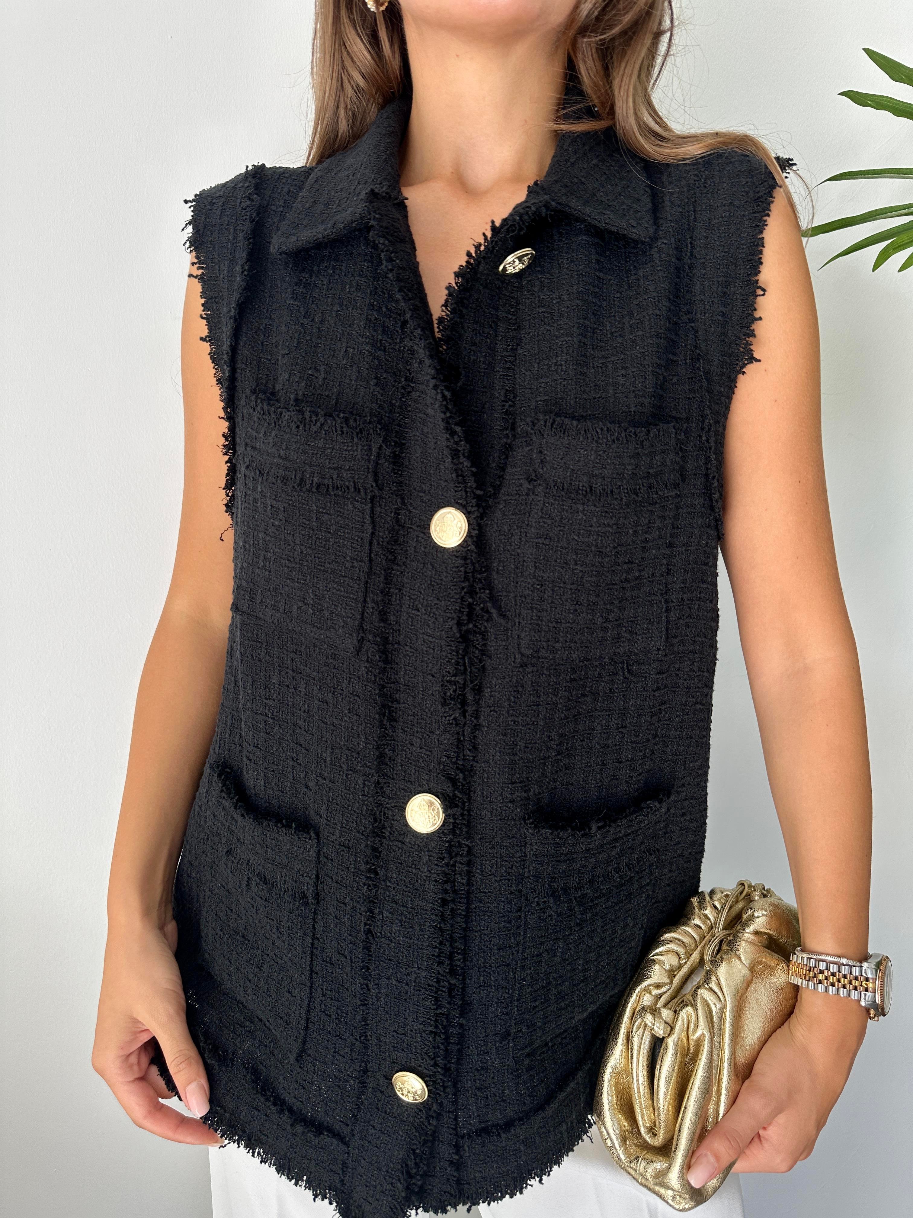 Siyah Tüvit Uzun Yelek