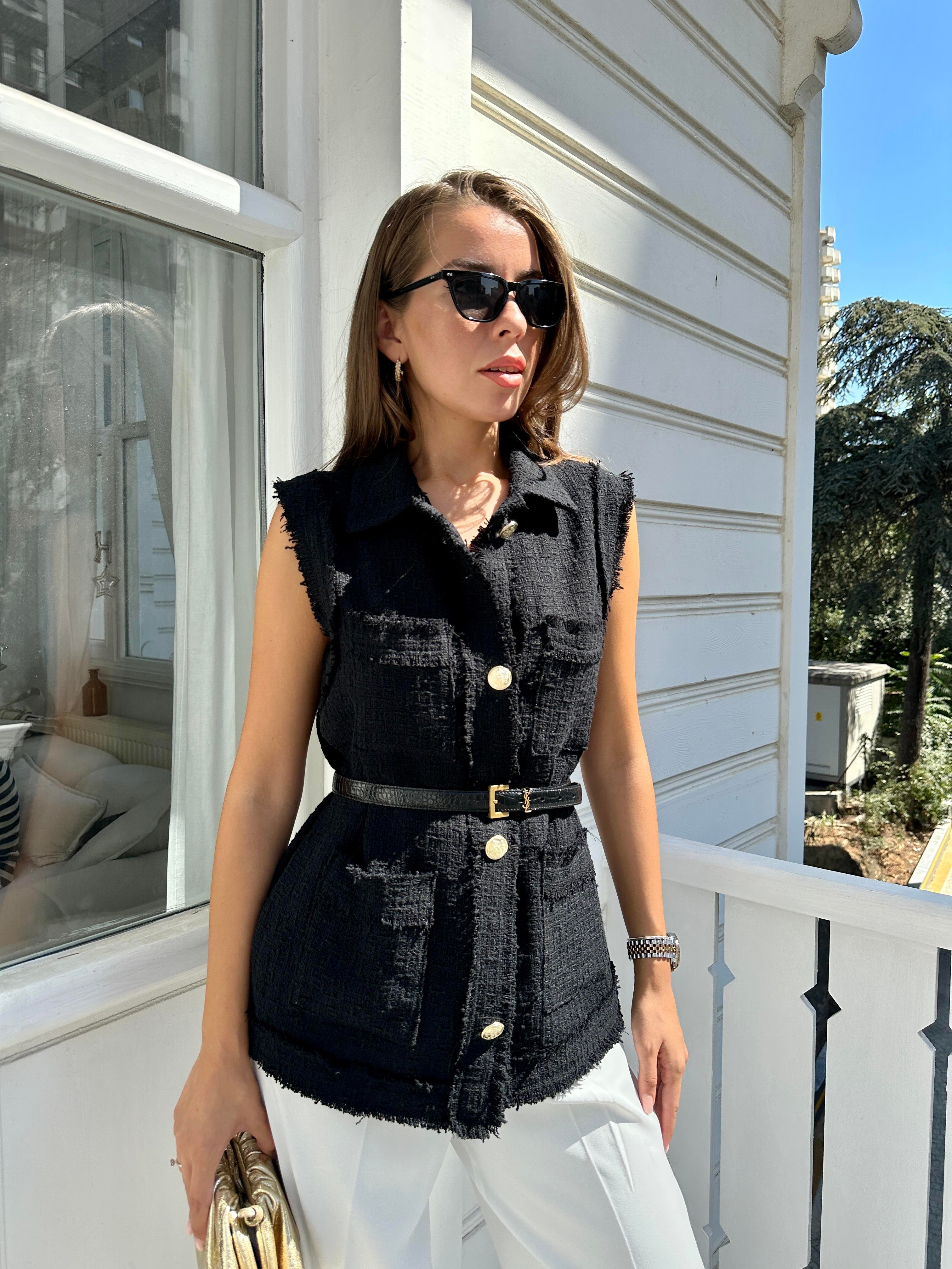 Siyah Tüvit Uzun Yelek