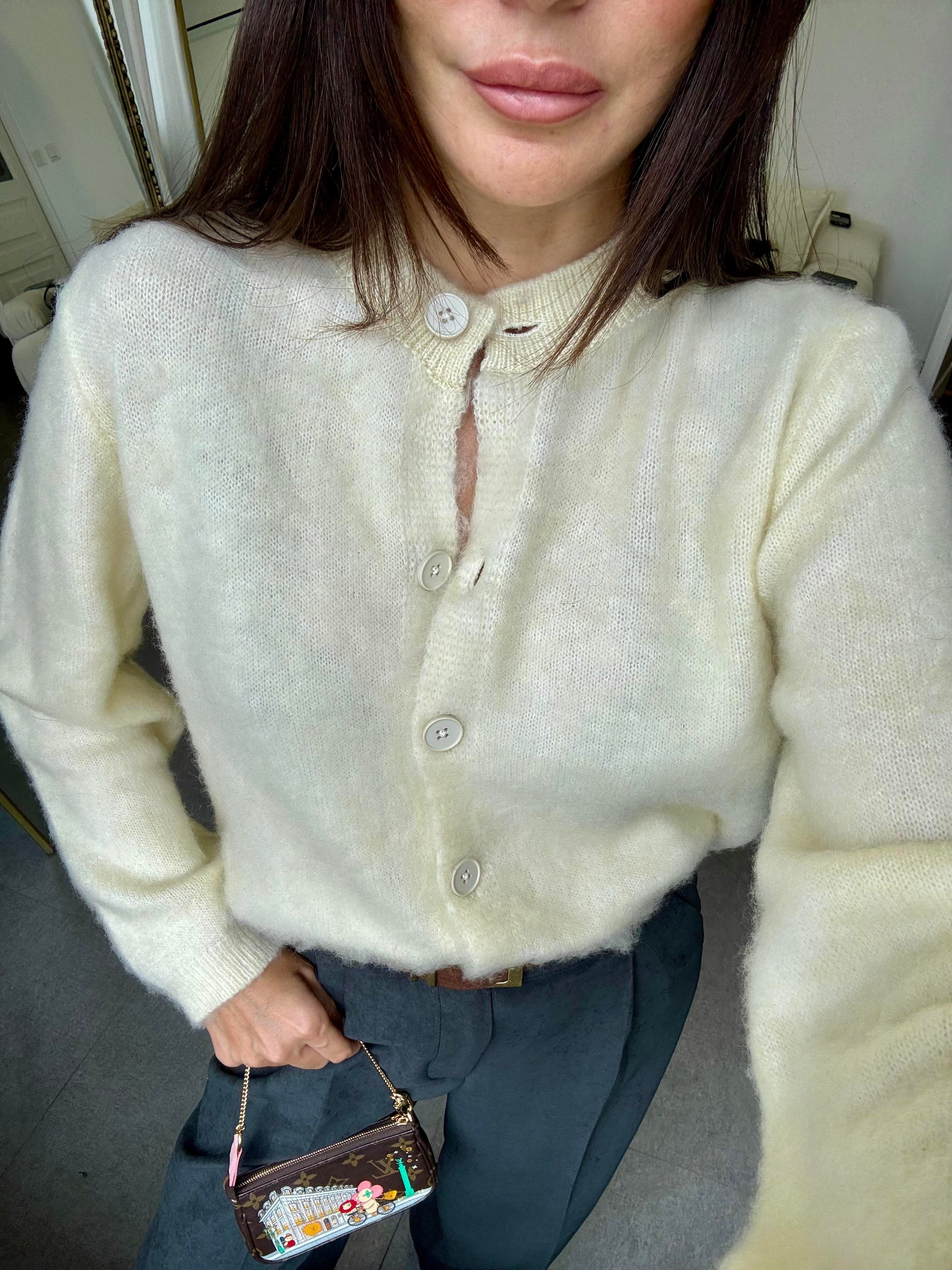 Soft Sarı Sıfır Yaka Sakallı Hırka