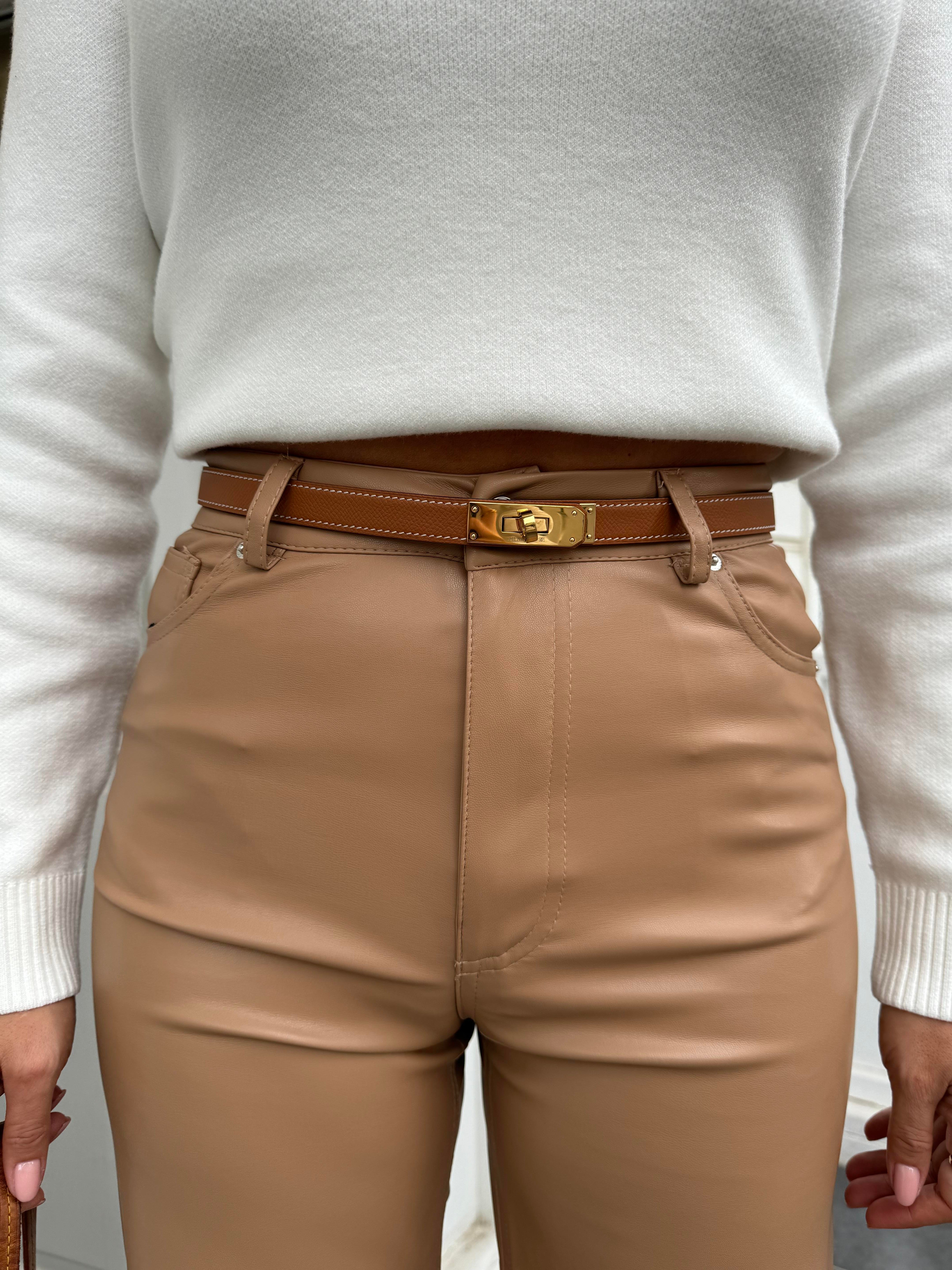 Taba Bol Paça Deri Pantolon