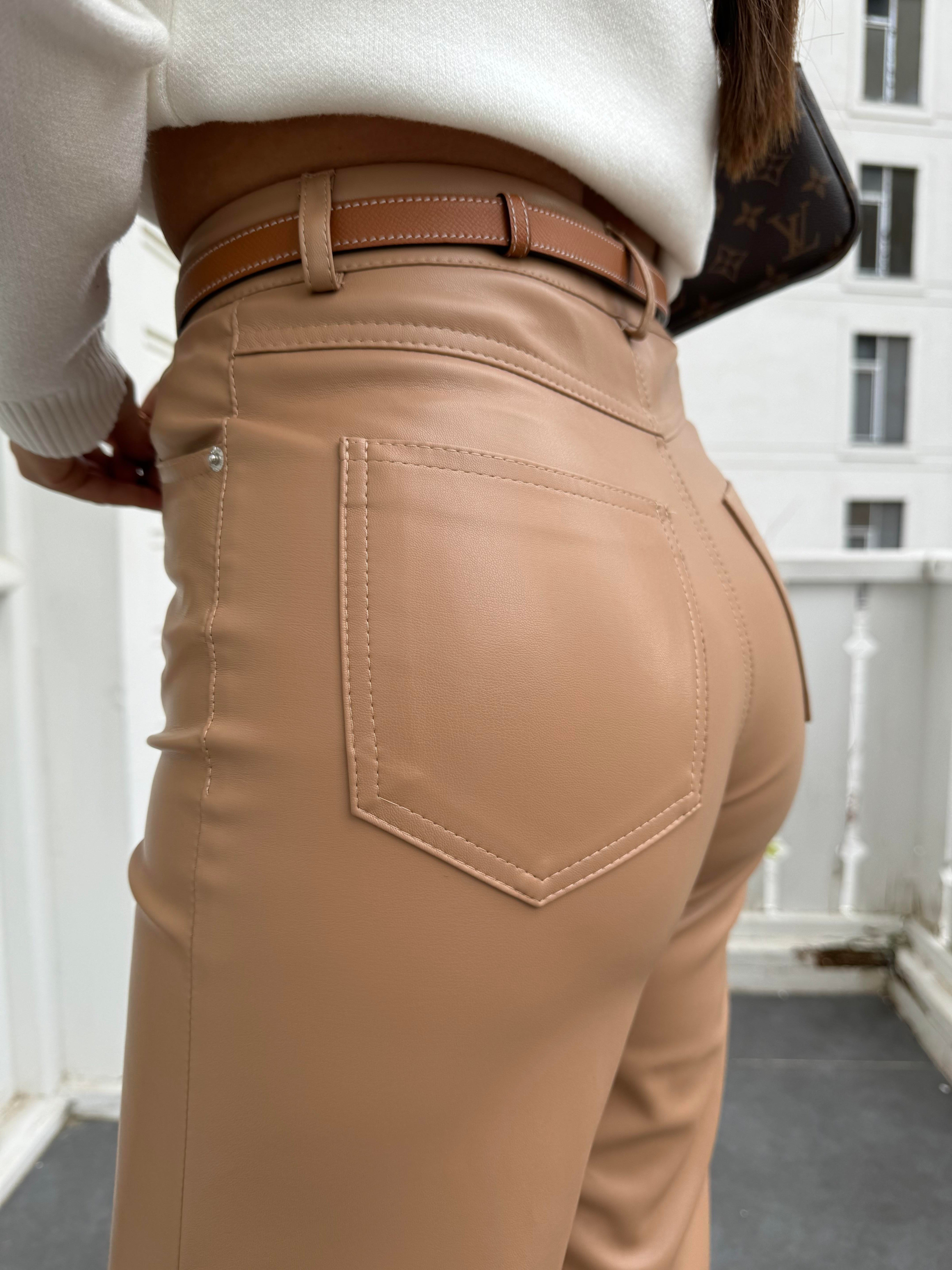 Taba Bol Paça Deri Pantolon