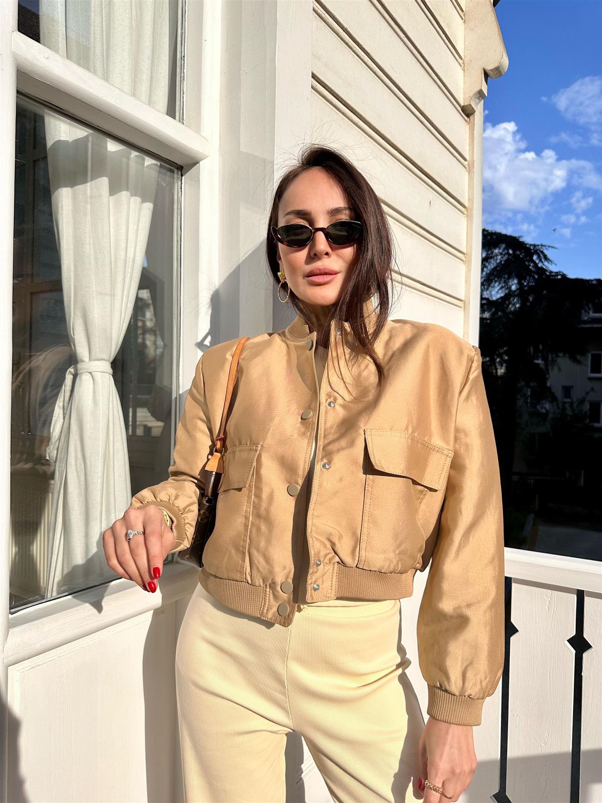 Taba  Çift Cepli Bomber Ceket